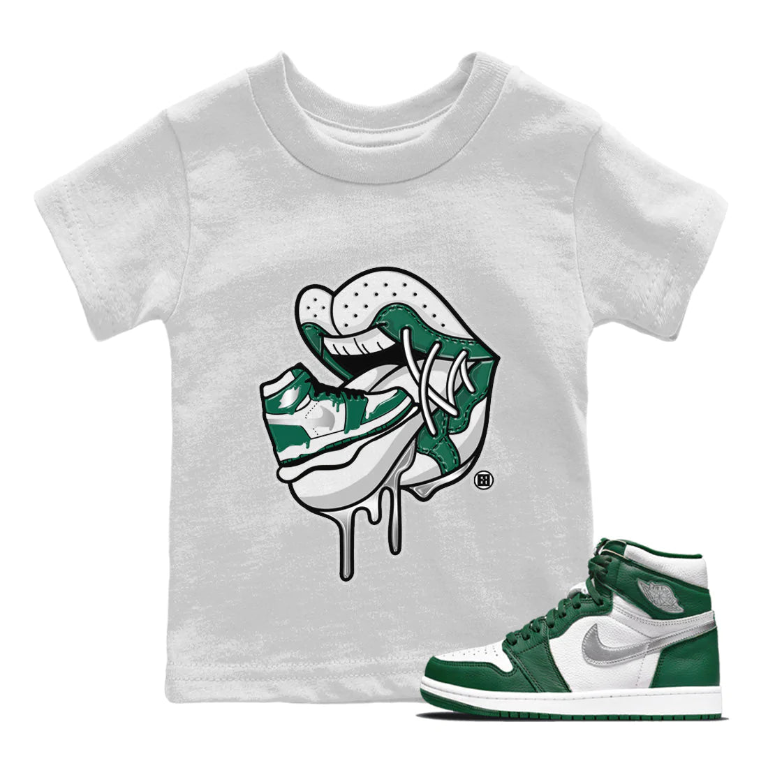 Jordan 1 Gorge Green Sneaker Matching T-Shirt Sneaker Addiction 2 Sneaker Tees Jordan 1 Gorge Green Sneaker Release Tees Kids Shirts