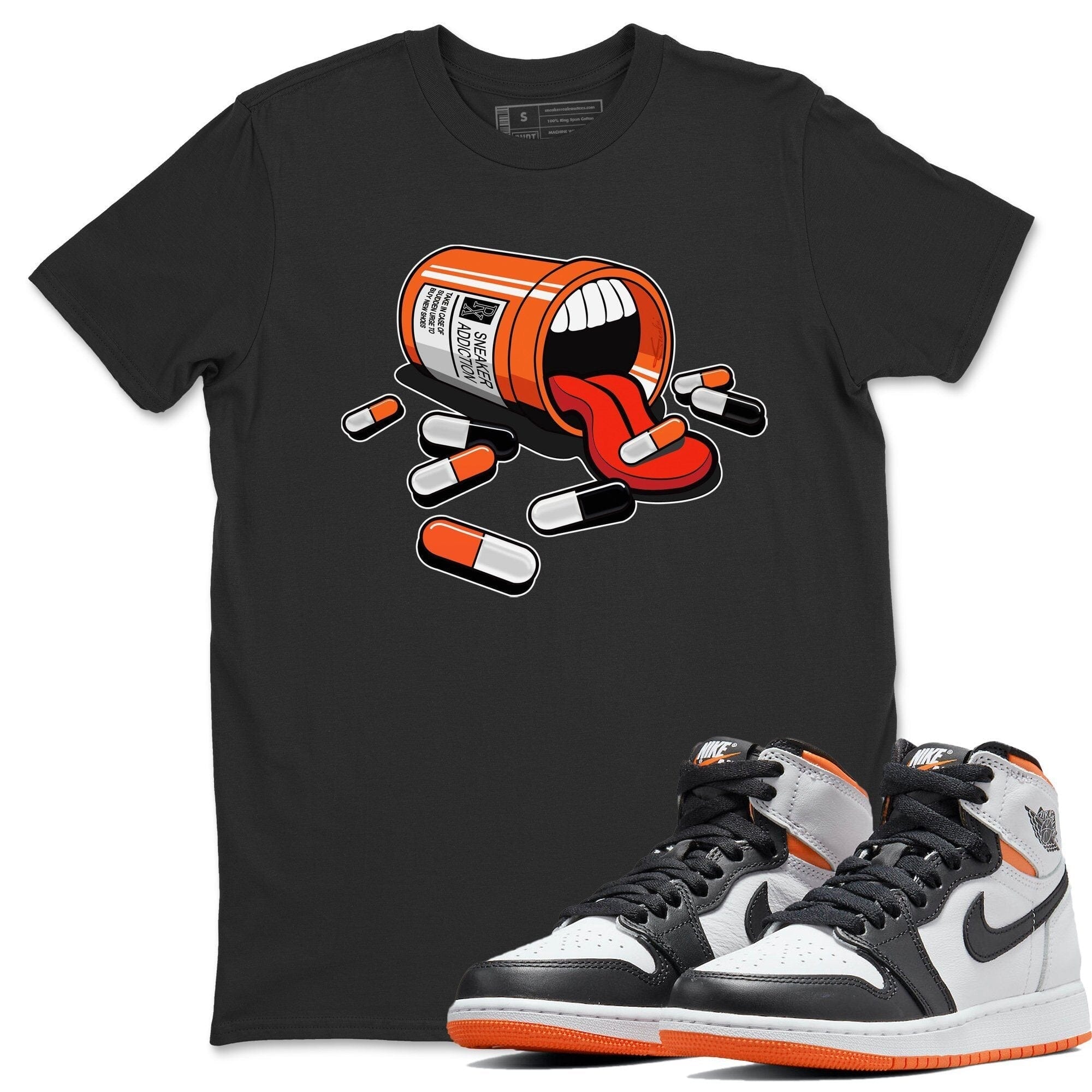 Jordan 1 Electro Orange Sneaker Matching T-Shirt Sneaker Addiction Sneaker Tees Jordan 1 Electro Orange Sneaker Release Tees Crew Neck Tees