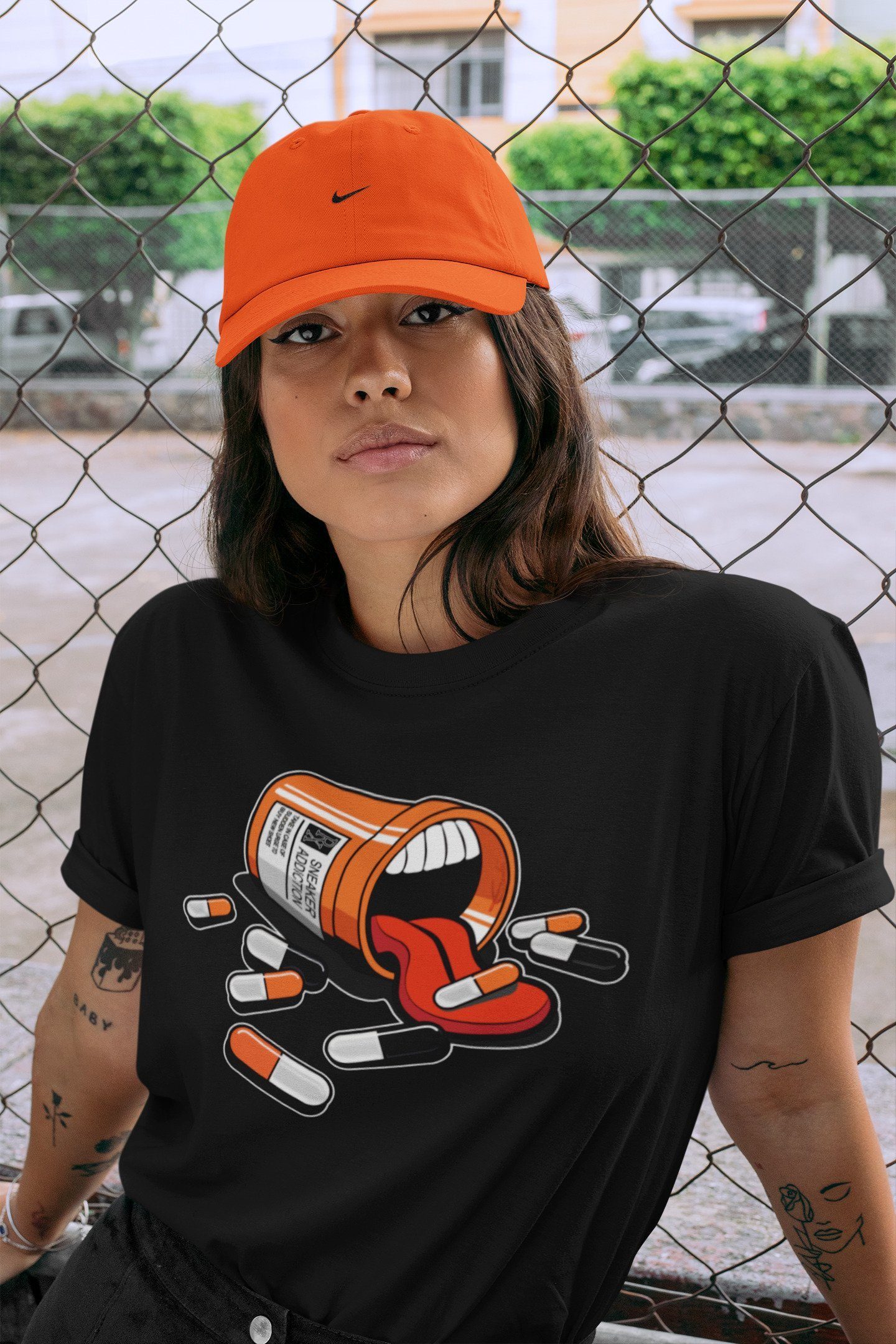 Jordan 1 Electro Orange Sneaker Matching T-Shirt Sneaker Addiction Sneaker Tees Jordan 1 Electro Orange Sneaker Release Tees Crew Neck Tees