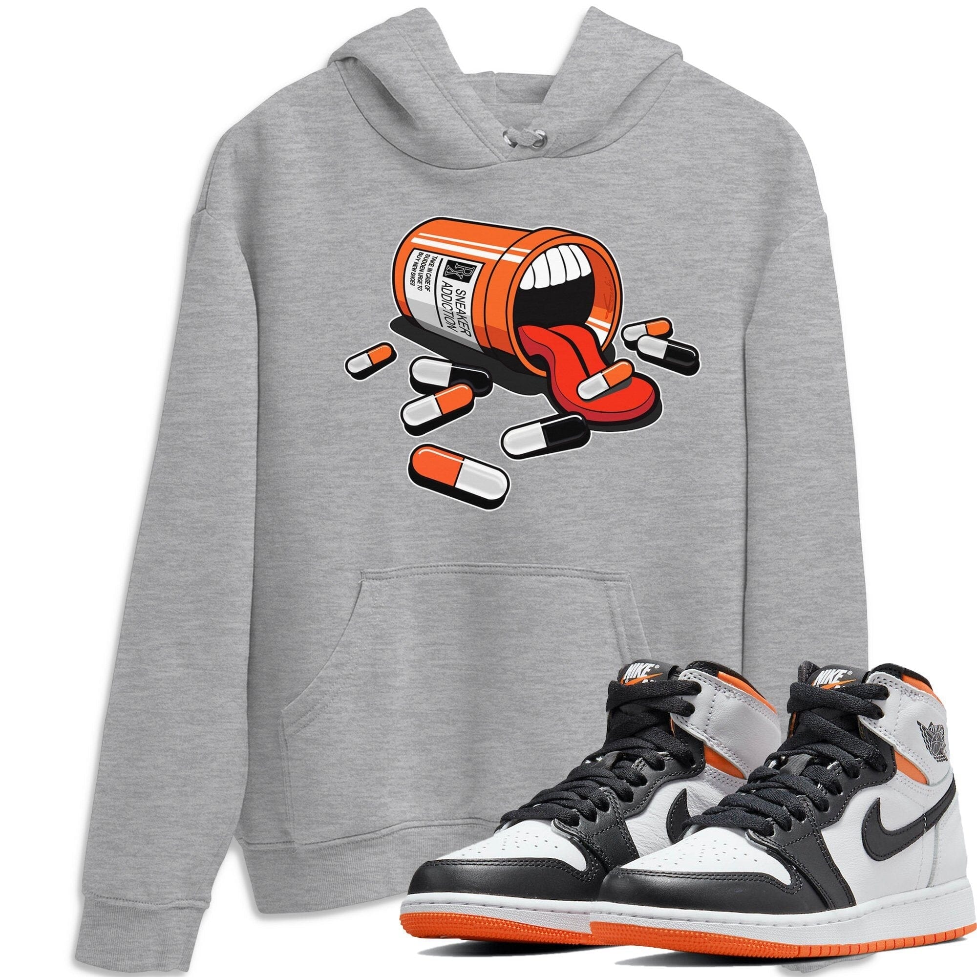 Jordan 1 Electro Orange Sneaker Matching T-Shirt Sneaker Addiction Sneaker Tees Jordan 1 Electro Orange Sneaker Release Tees Crew Neck Tees