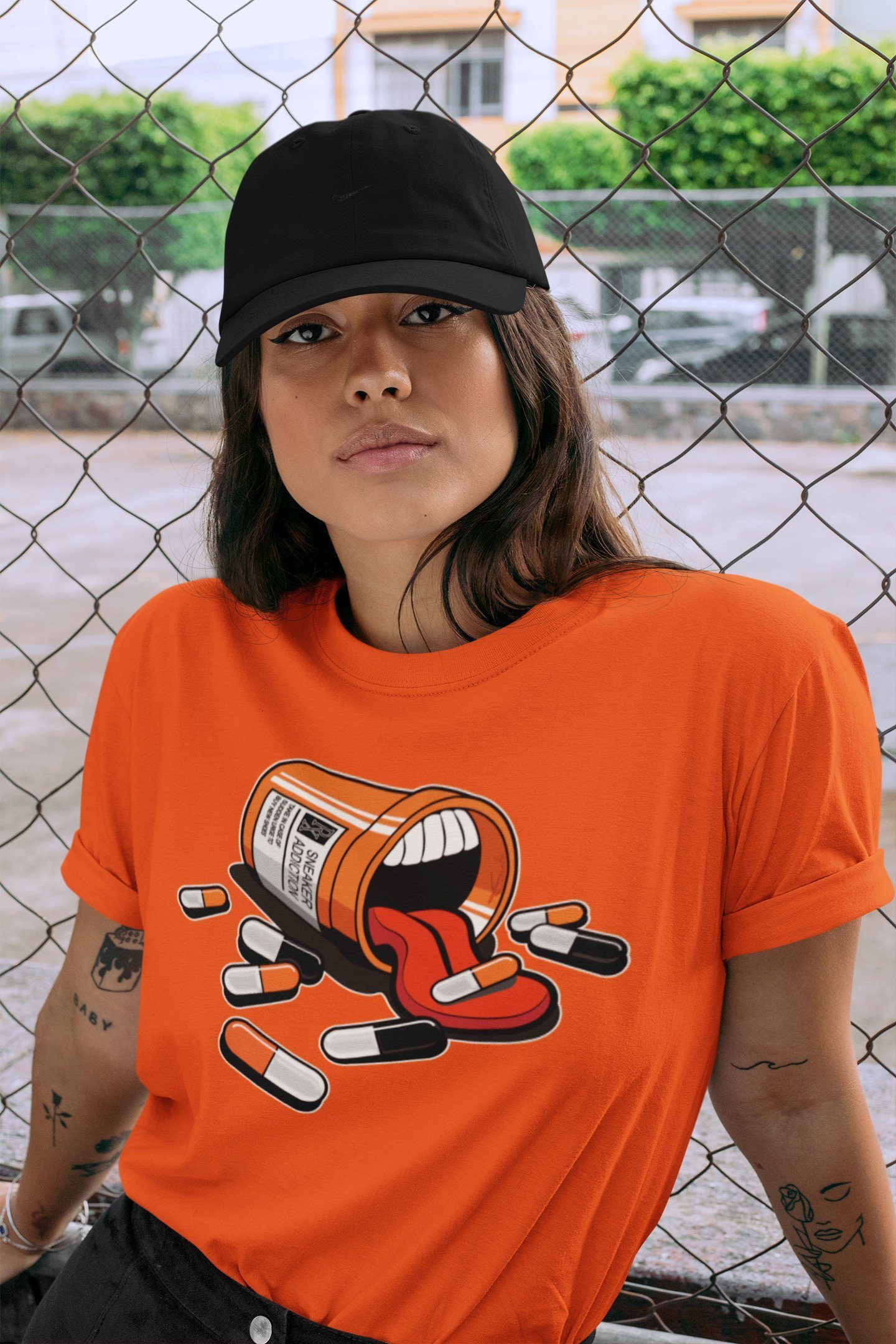 Jordan 1 Electro Orange Sneaker Matching T-Shirt Sneaker Addiction Sneaker Tees Jordan 1 Electro Orange Sneaker Release Tees Crew Neck Tees