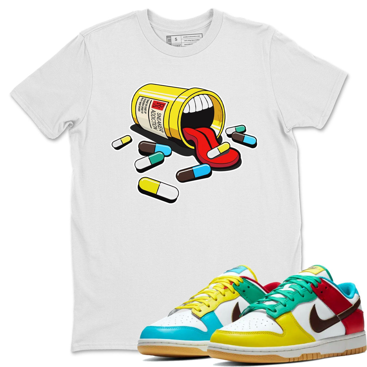 Dunk Free 99 White Sneaker Match Tees Sneaker Addiction Sneaker Tees Dunk Free 99 White Jordan to match sneaker T-Shirt Crew Neck Shirts