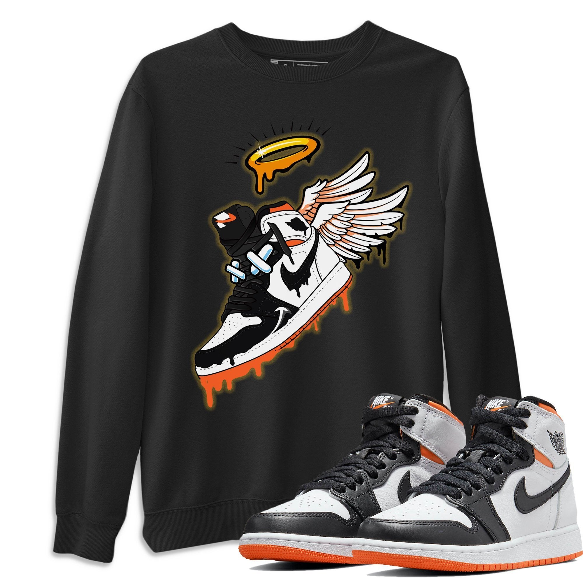 Jordan 1 Electro Orange Sneaker Matching T-Shirt Sneaker Angel Sneaker Tees Jordan 1 Electro Orange Sneaker Release Tees Crew Neck Tees