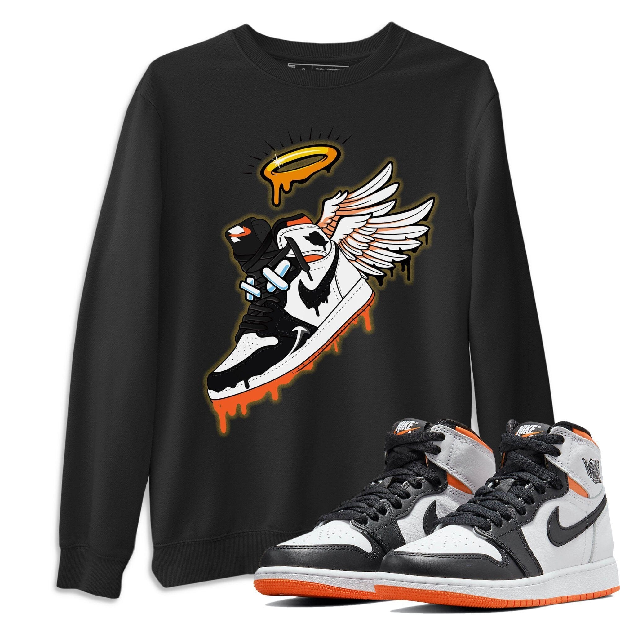Jordan 1 Electro Orange Sneaker Matching T-Shirt Sneaker Angel Sneaker Tees Jordan 1 Electro Orange Sneaker Release Tees Crew Neck Tees