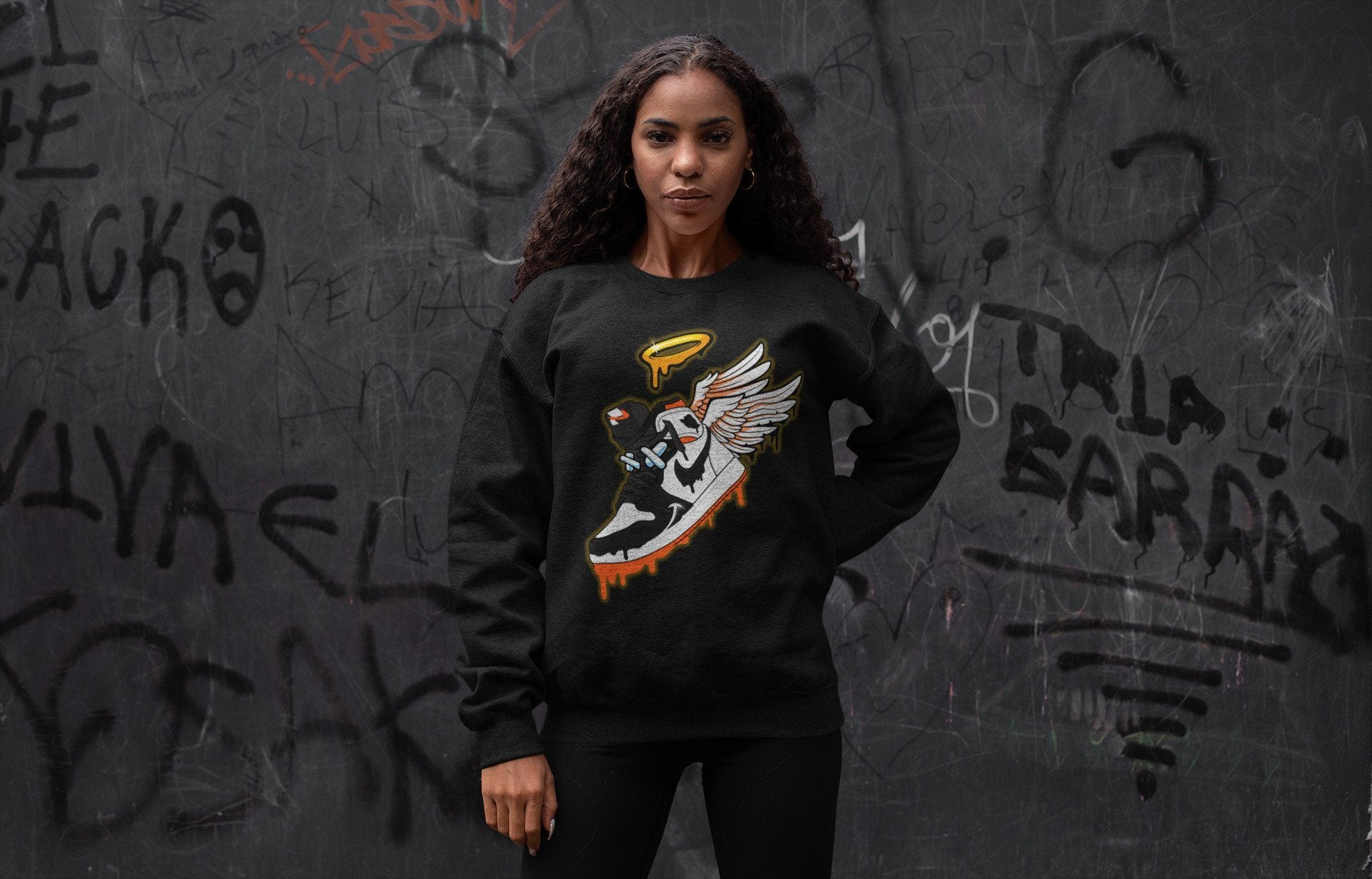 Jordan 1 Electro Orange Sneaker Matching T-Shirt Sneaker Angel Sneaker Tees Jordan 1 Electro Orange Sneaker Release Tees Crew Neck Tees