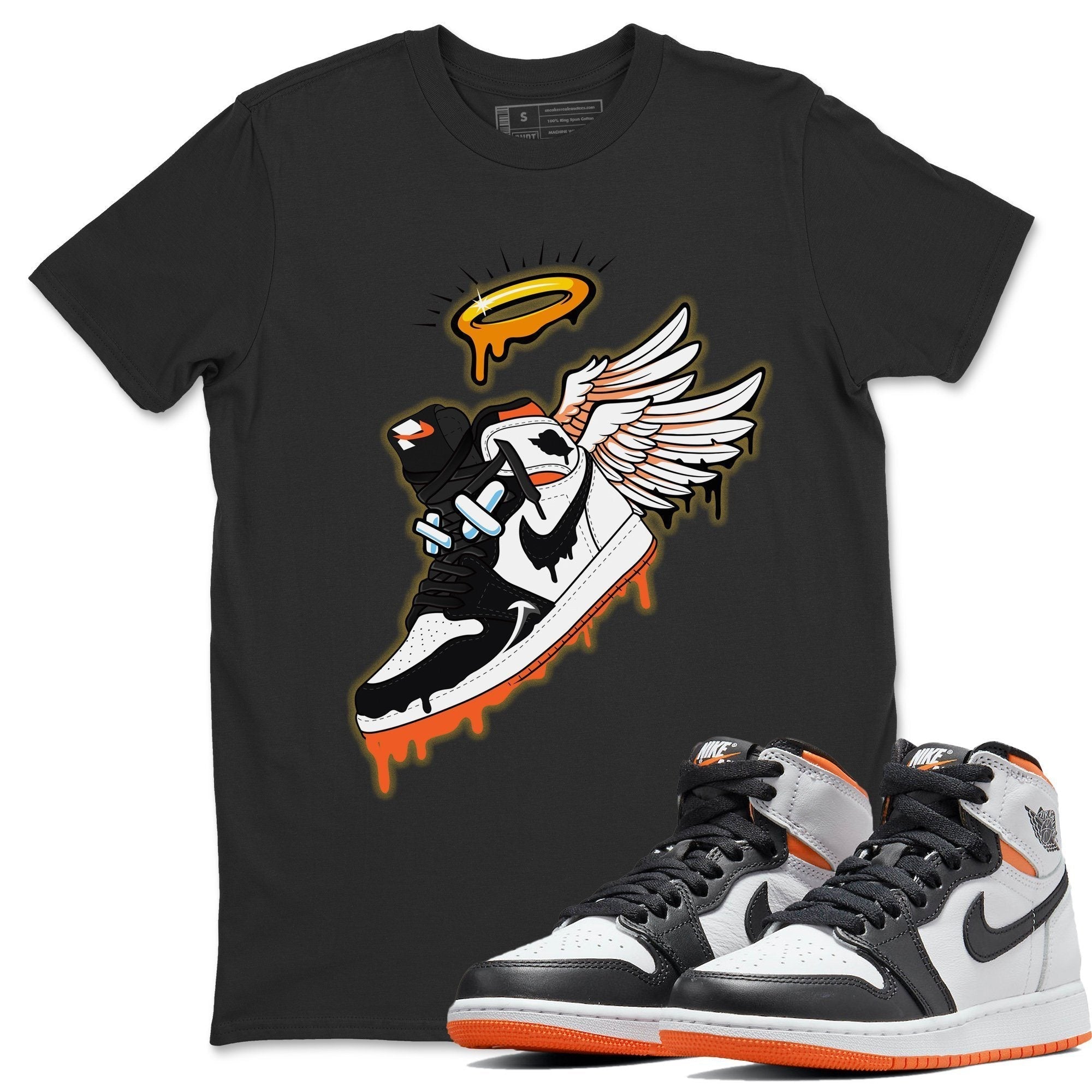 Jordan 1 Electro Orange Sneaker Matching T-Shirt Sneaker Angel Sneaker Tees Jordan 1 Electro Orange Sneaker Release Tees Crew Neck Tees