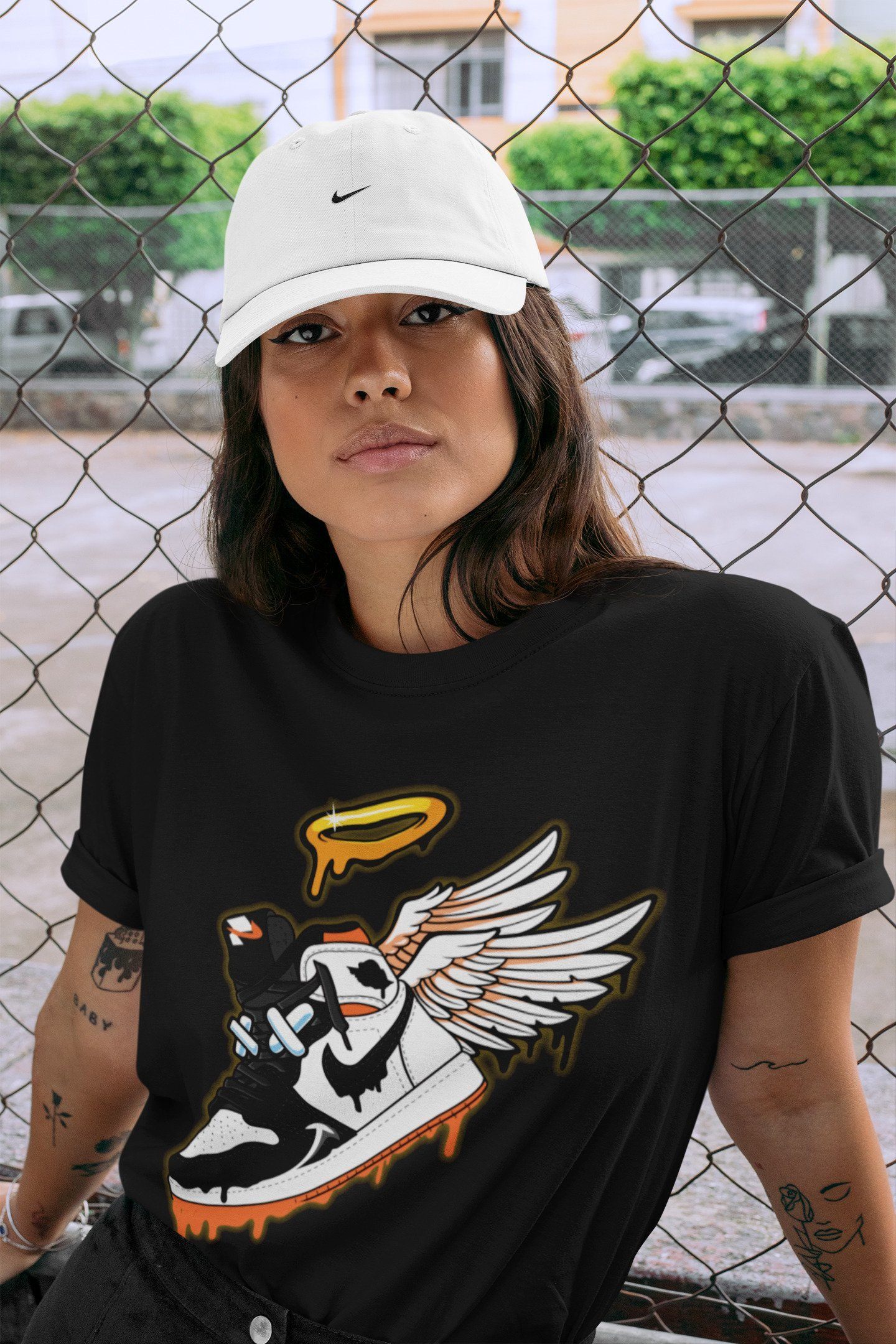 Jordan 1 Electro Orange Sneaker Matching T-Shirt Sneaker Angel Sneaker Tees Jordan 1 Electro Orange Sneaker Release Tees Crew Neck Tees