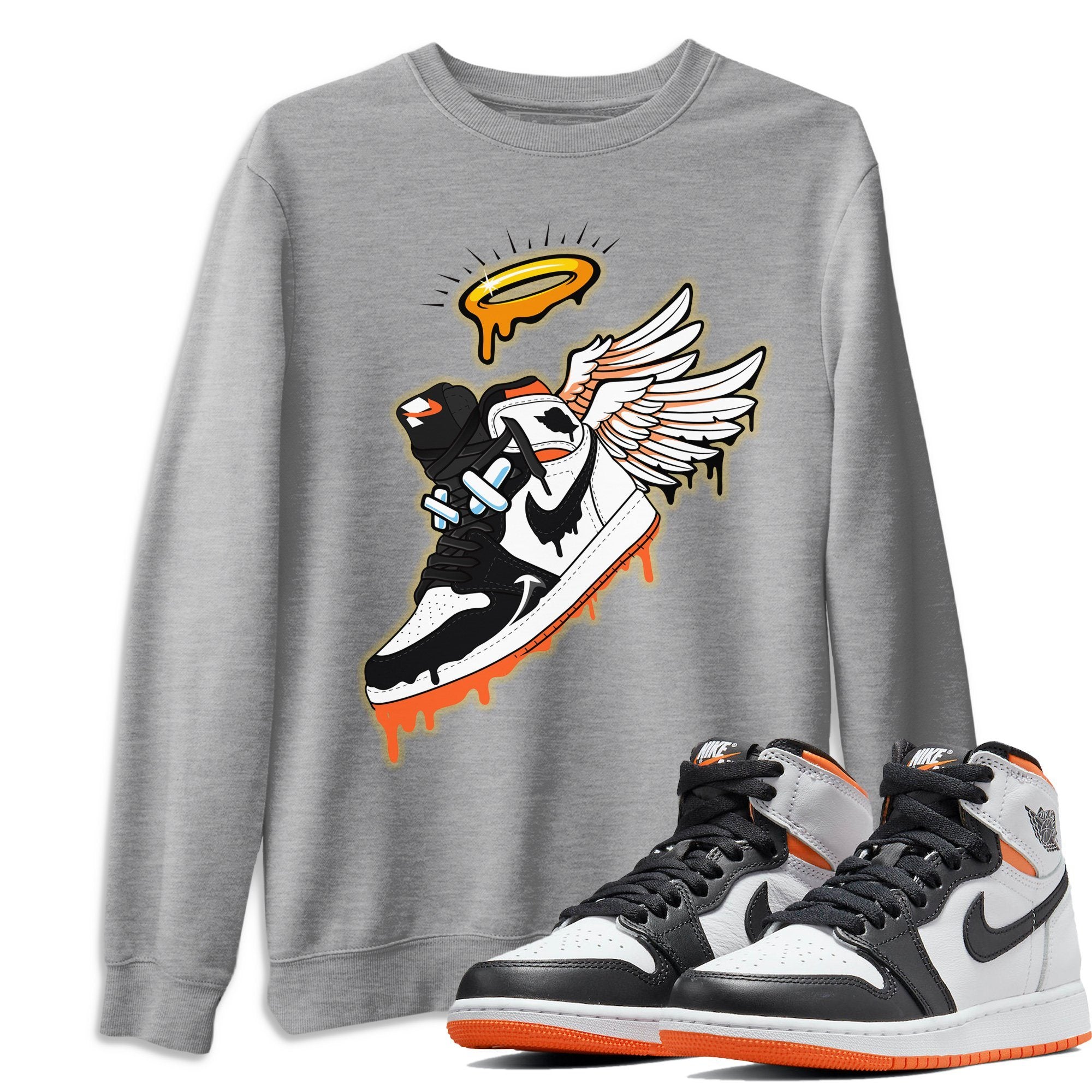 Jordan 1 Electro Orange Sneaker Matching T-Shirt Sneaker Angel Sneaker Tees Jordan 1 Electro Orange Sneaker Release Tees Crew Neck Tees