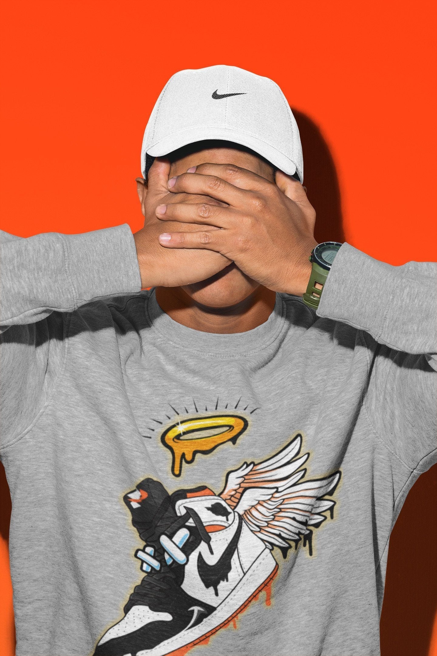 Jordan 1 Electro Orange Sneaker Matching T-Shirt Sneaker Angel Sneaker Tees Jordan 1 Electro Orange Sneaker Release Tees Crew Neck Tees
