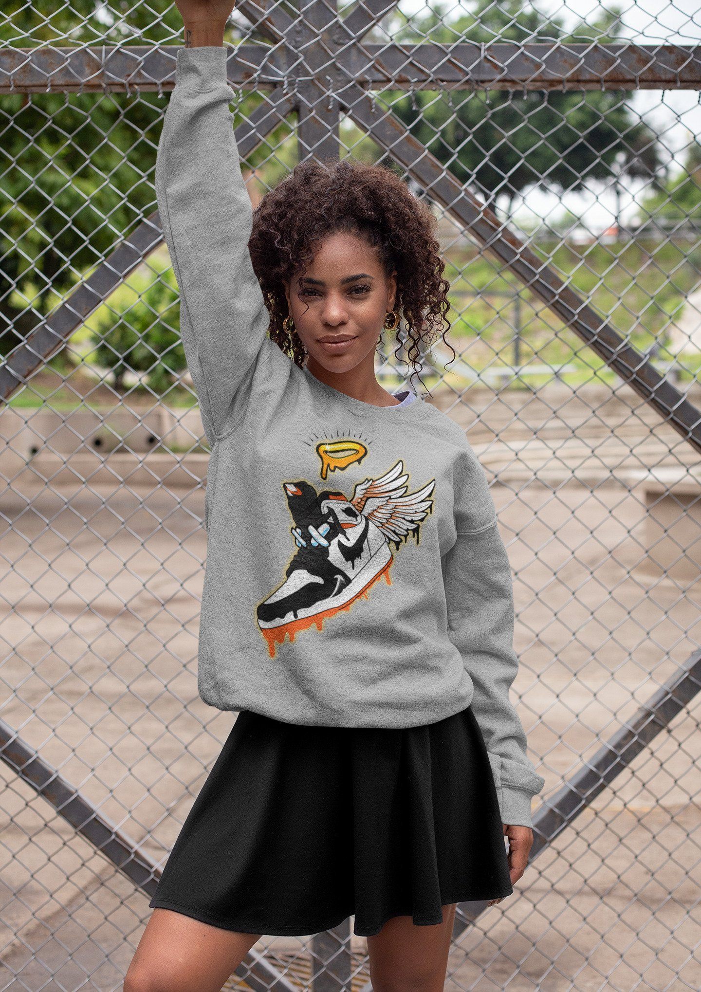 Jordan 1 Electro Orange Sneaker Matching T-Shirt Sneaker Angel Sneaker Tees Jordan 1 Electro Orange Sneaker Release Tees Crew Neck Tees