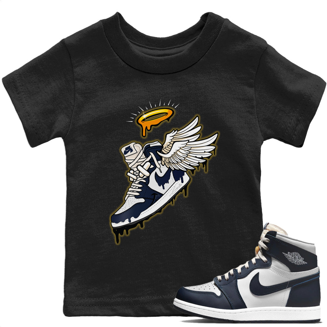 Jordan 1 85 Georgetown Sneaker Match Tees Sneaker Angel Sneaker Tees Jordan 1 85 Georgetown Jordan to match sneaker T-Shirt Kids Shirts
