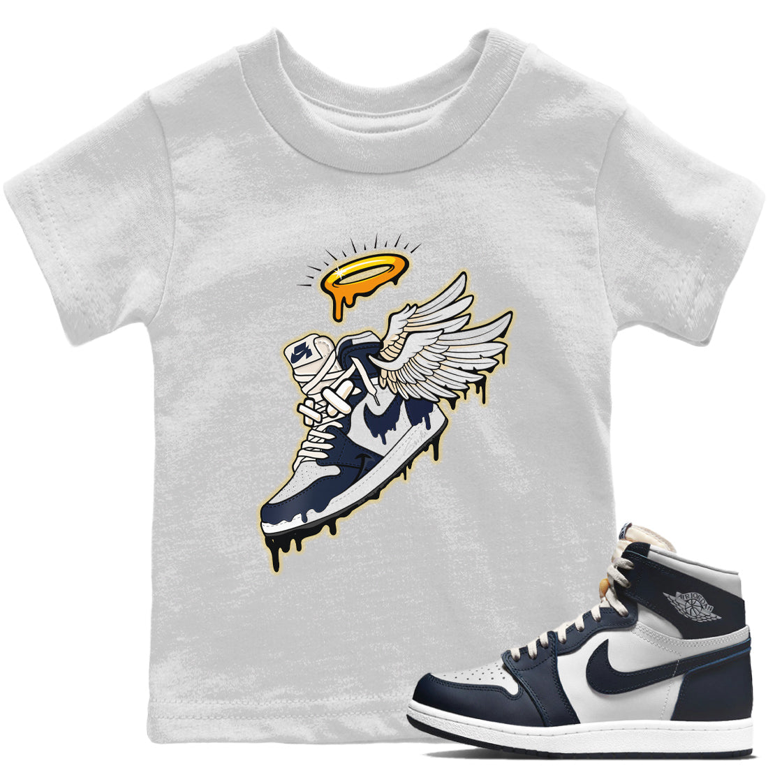 Jordan 1 85 Georgetown Sneaker Match Tees Sneaker Angel Sneaker Tees Jordan 1 85 Georgetown Jordan to match sneaker T-Shirt Kids Shirts