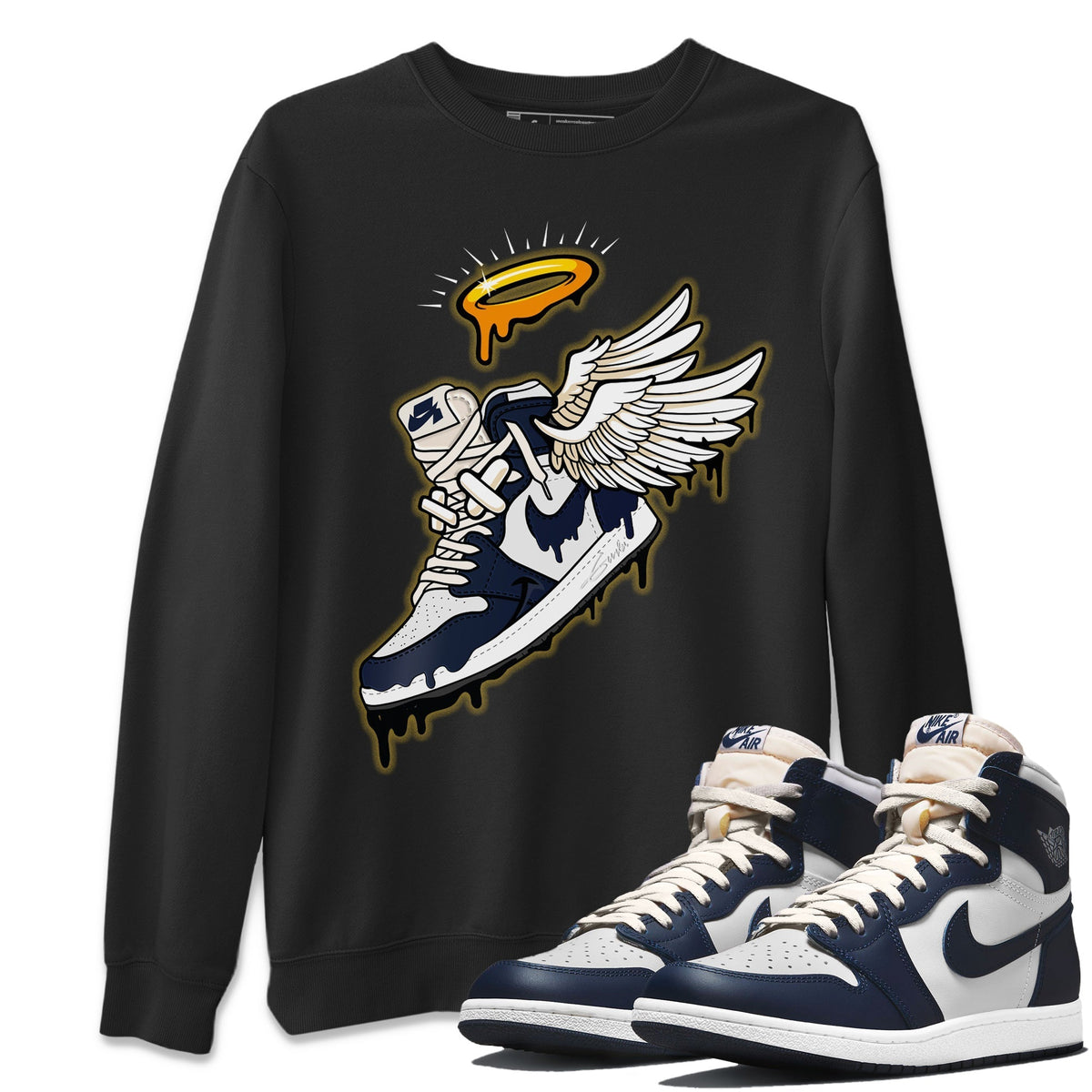 Jordan 1 85 Georgetown Sneaker Match Tees Sneaker Angel Sneaker Tees Jordan 1 85 Georgetown Jordan to match sneaker T-Shirt Crew Neck Shirts