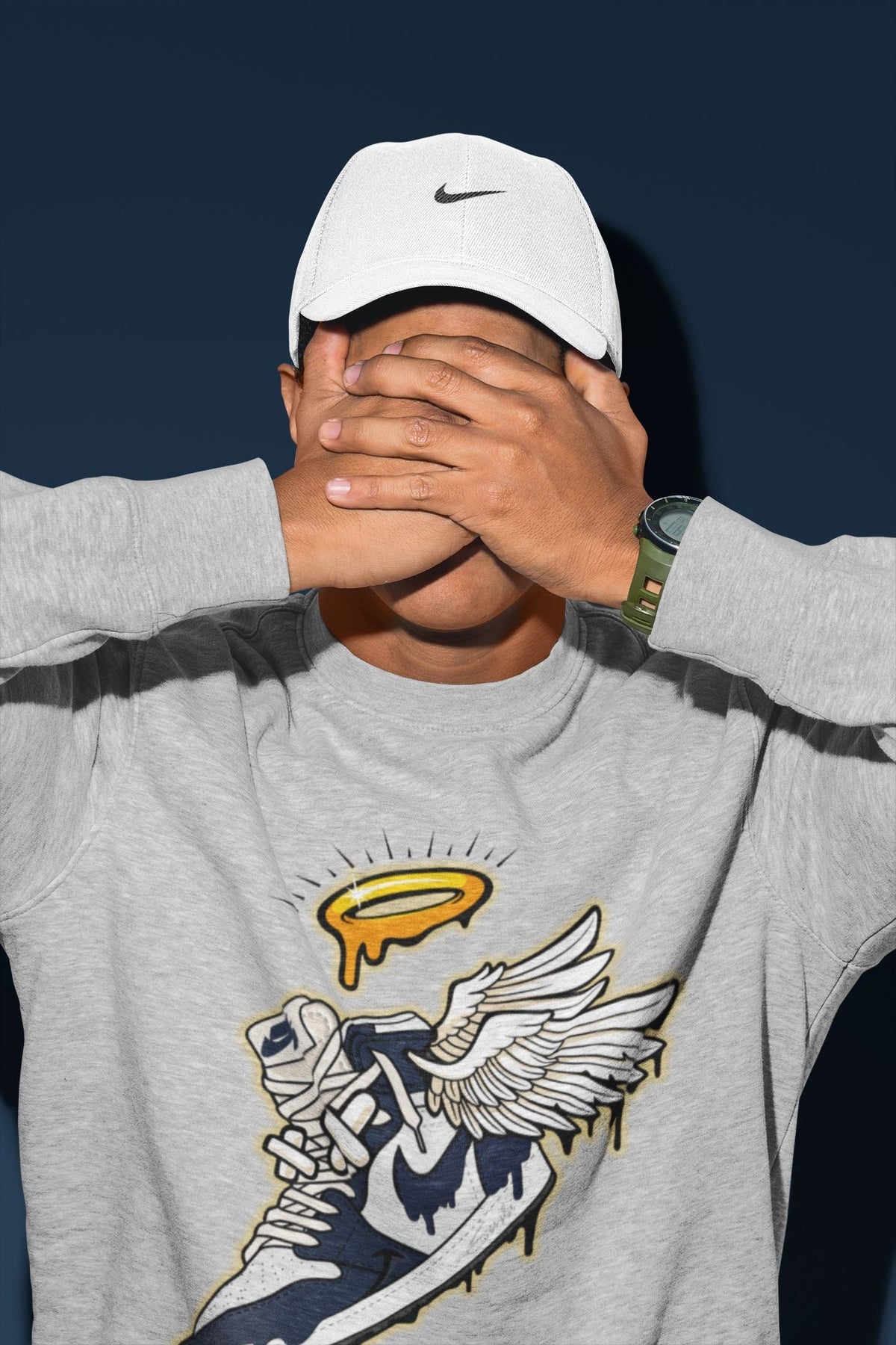 Jordan 1 85 Georgetown Sneaker Match Tees Sneaker Angel Sneaker Tees Jordan 1 85 Georgetown Jordan to match sneaker T-Shirt Crew Neck Shirts
