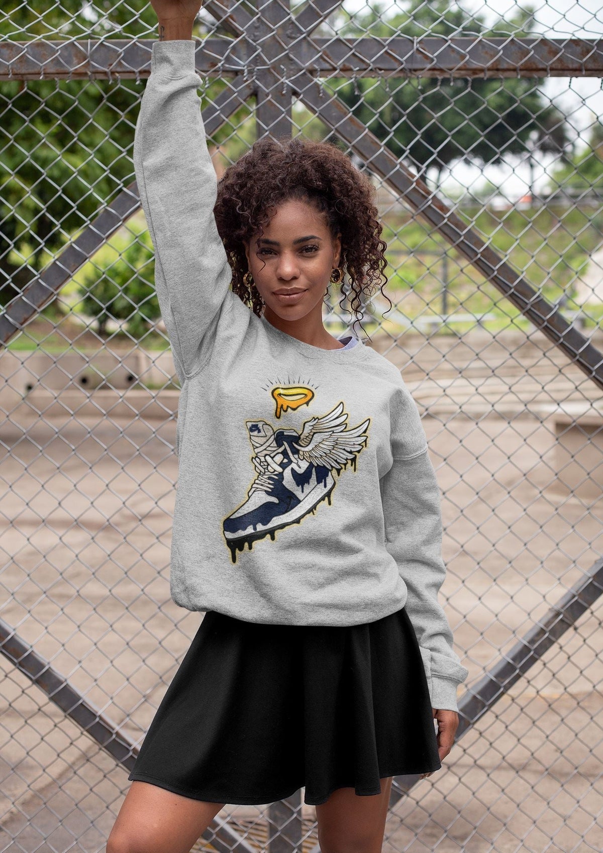 Jordan 1 85 Georgetown Sneaker Match Tees Sneaker Angel Sneaker Tees Jordan 1 85 Georgetown Jordan to match sneaker T-Shirt Crew Neck Shirts