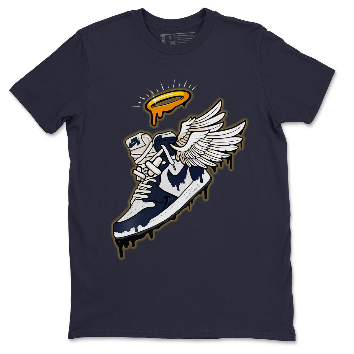Jordan 1 85 Georgetown Sneaker Match Tees Sneaker Angel Sneaker Tees Jordan 1 85 Georgetown Jordan to match sneaker T-Shirt Crew Neck Shirts