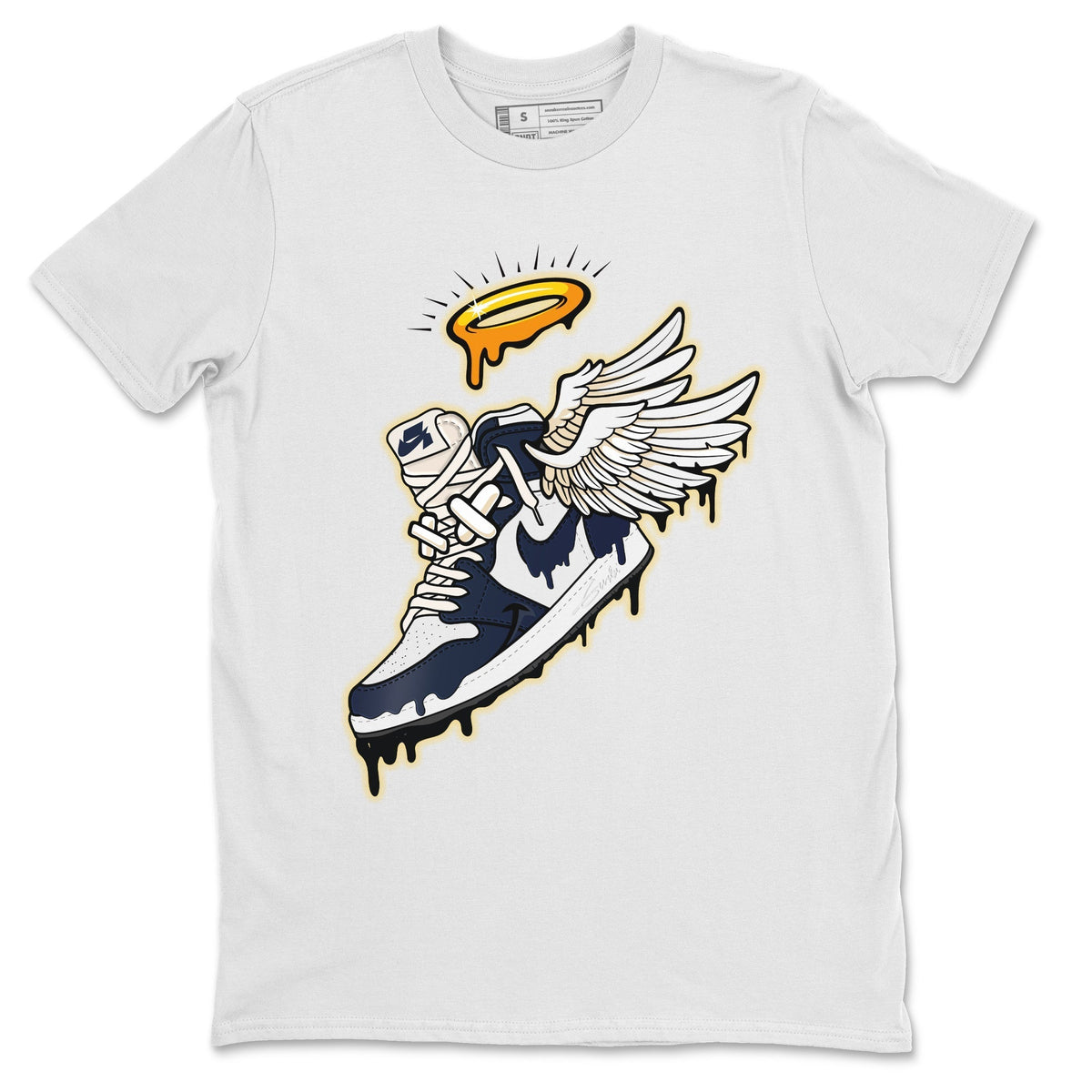 Jordan 1 85 Georgetown Sneaker Match Tees Sneaker Angel Sneaker Tees Jordan 1 85 Georgetown Jordan to match sneaker T-Shirt Crew Neck Shirts