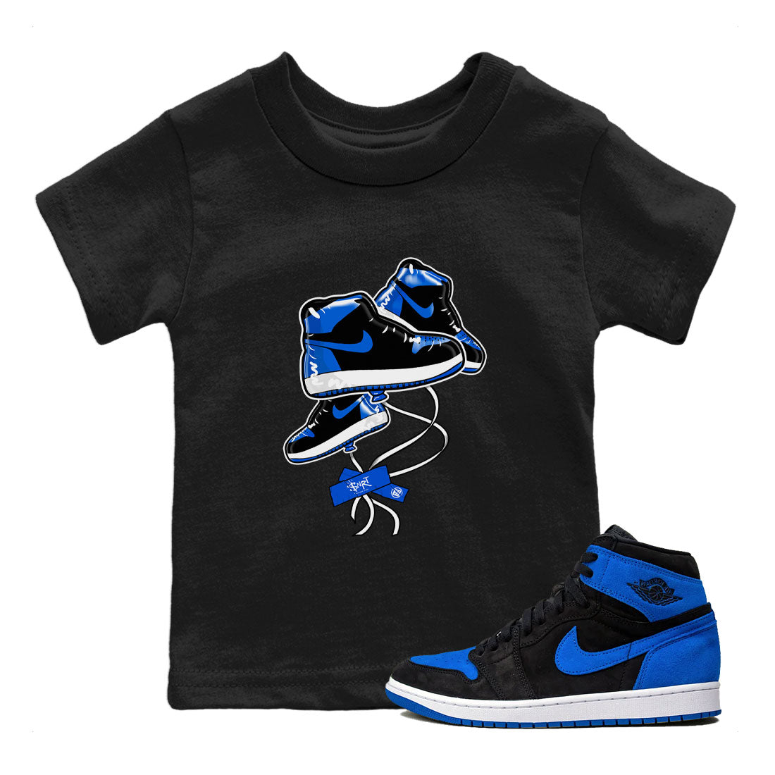 AJ1 Royal Reimagined shirt to match jordans Sneaker Balloon sneaker tees Air Jordan 1 Royal Reimagined Drip Gear Zones Sneaker Matching Clothing Brand Baby Toddler Black 1 T-Shirt