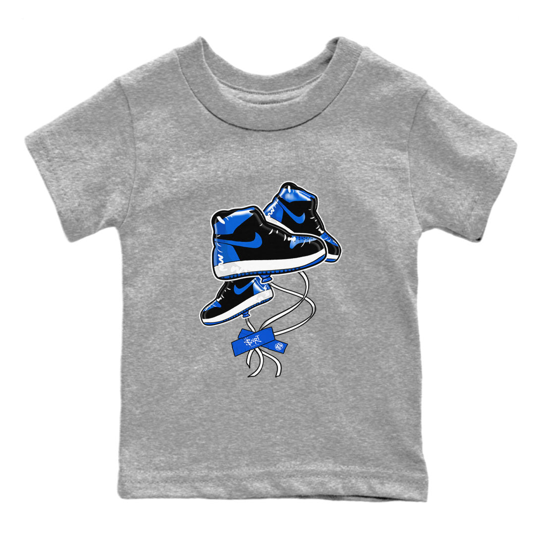 AJ1 Royal Reimagined shirt to match jordans Sneaker Balloon sneaker tees Air Jordan 1 Royal Reimagined Drip Gear Zones Sneaker Matching Clothing Brand Baby Toddler Heather Grey 2 T-Shirt
