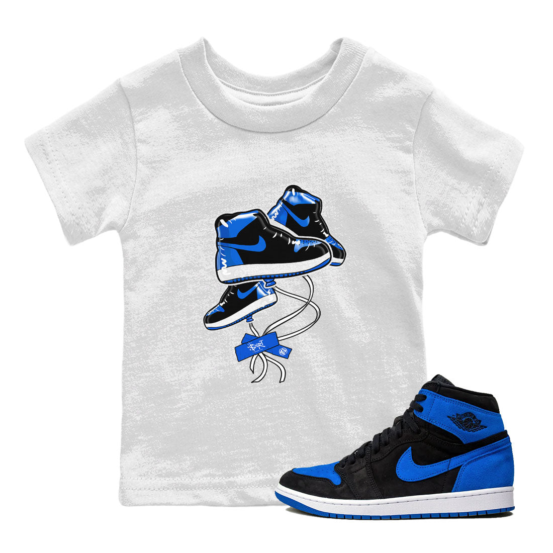 AJ1 Royal Reimagined shirt to match jordans Sneaker Balloon sneaker tees Air Jordan 1 Royal Reimagined Drip Gear Zones Sneaker Matching Clothing Brand Baby Toddler White 1 T-Shirt
