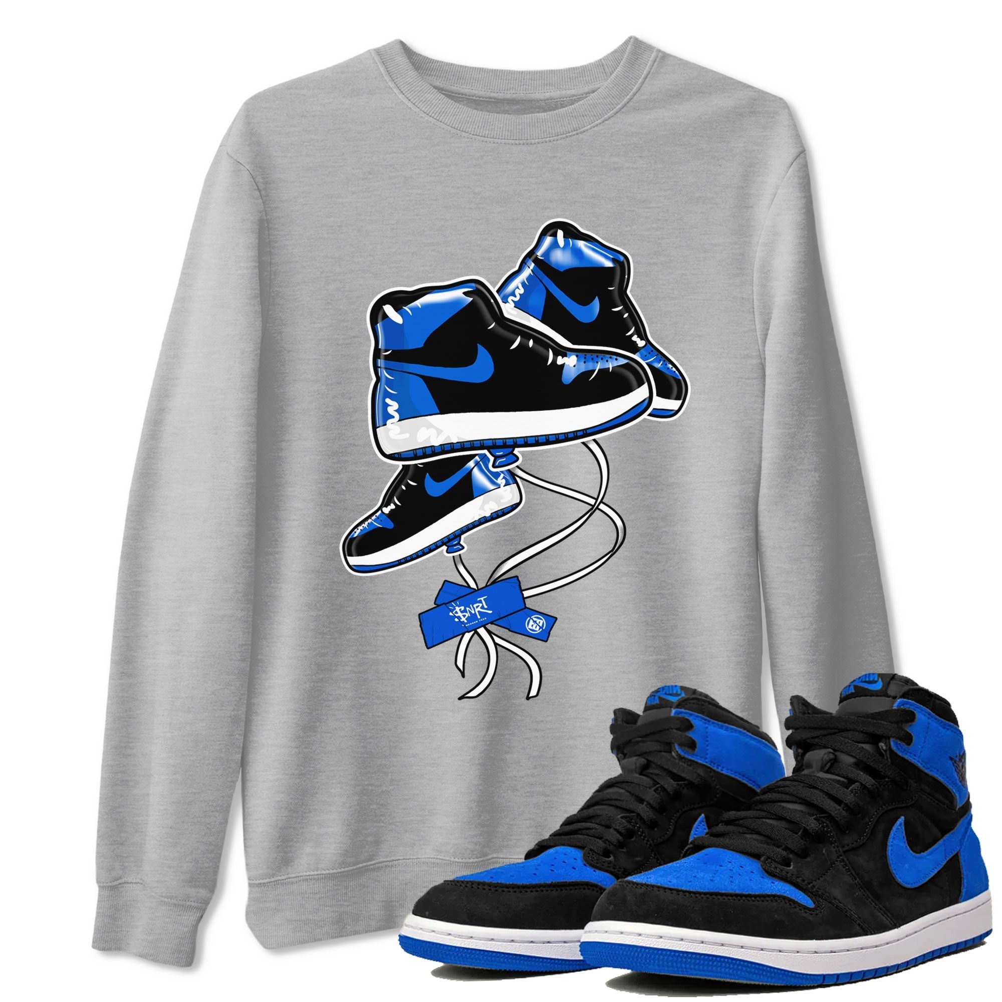AJ1 Royal Reimagined shirt to match jordans Sneaker Balloon sneaker tees Air Jordan 1 Royal Reimagined Drip Gear Zones Sneaker Matching Clothing Brand Unisex Sneaker Tee Heather Grey 1 T-Shirt