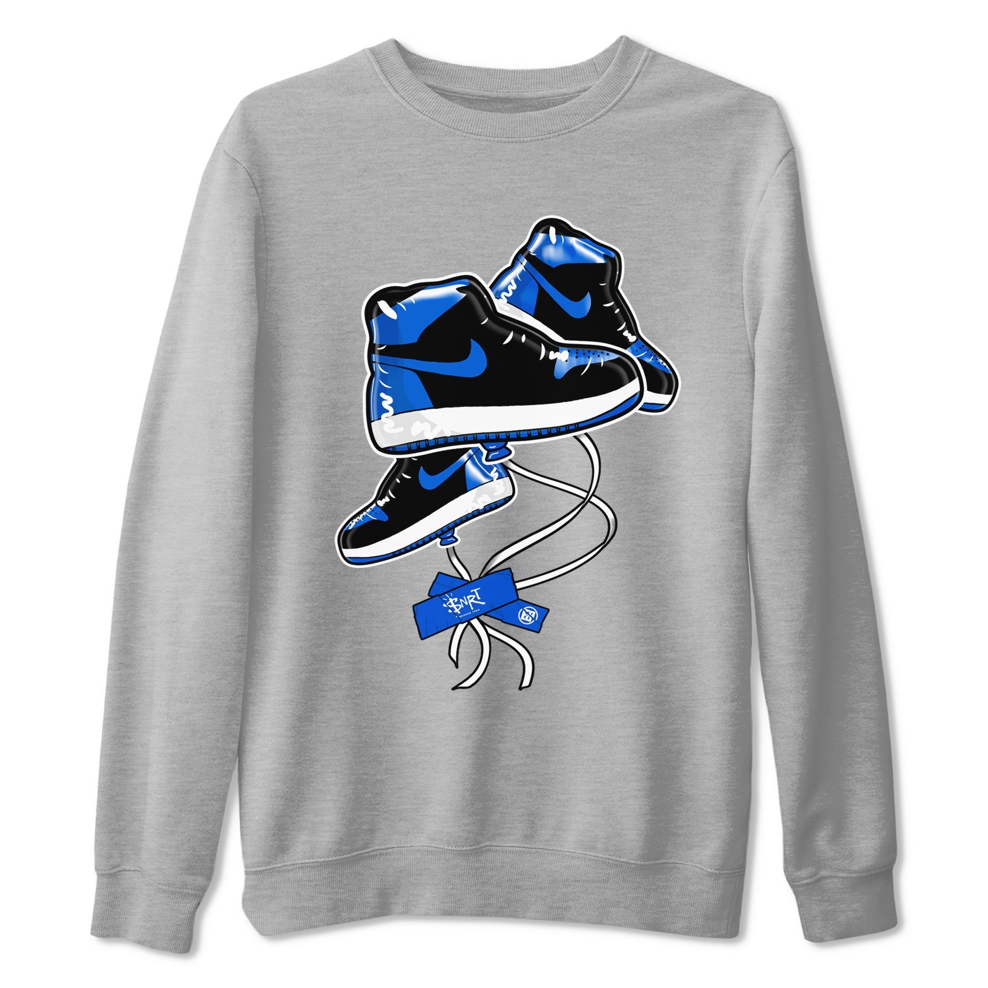 AJ1 Royal Reimagined shirt to match jordans Sneaker Balloon sneaker tees Air Jordan 1 Royal Reimagined Drip Gear Zones Sneaker Matching Clothing Brand Unisex Sneaker Tee Heather Grey 2 T-Shirt