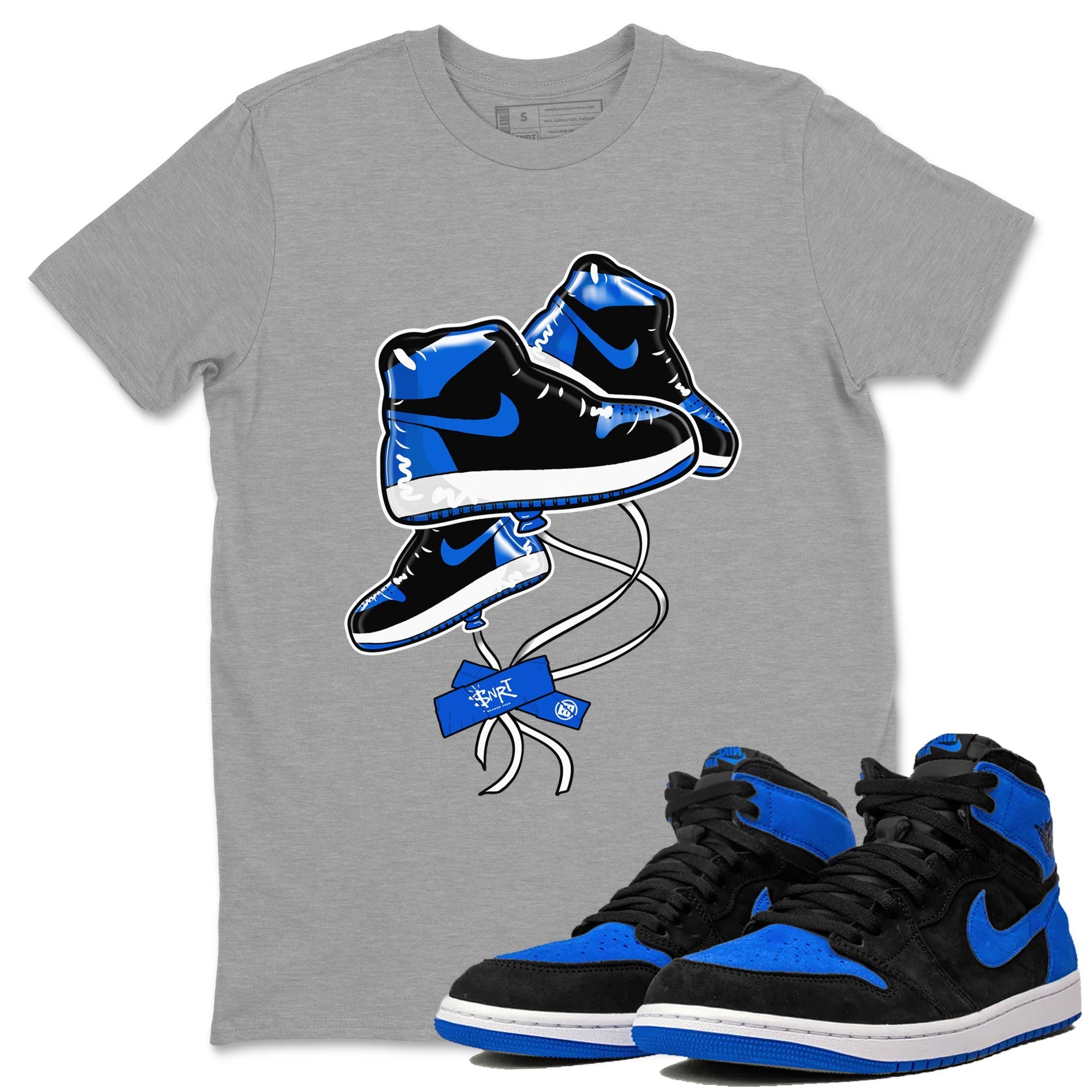 AJ1 Royal Reimagined shirt to match jordans Sneaker Balloon sneaker tees Air Jordan 1 Royal Reimagined Drip Gear Zones Sneaker Matching Clothing Brand Unisex Sneaker Tee Heather Grey 1 T-Shirt