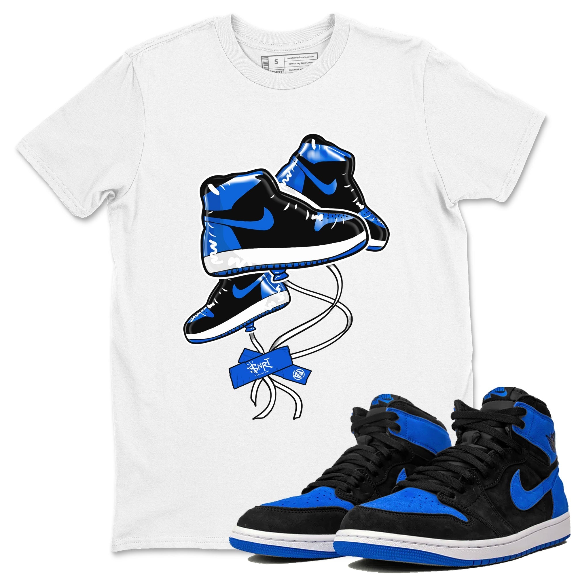 AJ1 Royal Reimagined shirt to match jordans Sneaker Balloon sneaker tees Air Jordan 1 Royal Reimagined Drip Gear Zones Sneaker Matching Clothing Brand Unisex Sneaker Tee White 1 T-Shirt