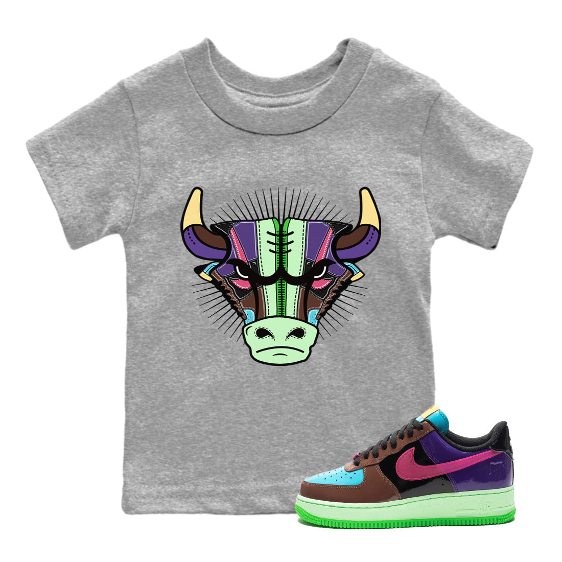 Air Force 1 Undefeated Fauna Brown Sneaker Match Tees Sneaker Bull Head Sneaker Tees Air Force 1 Undefeated Fauna Brown Jordan to match sneaker T-Shirt Kids Shirts