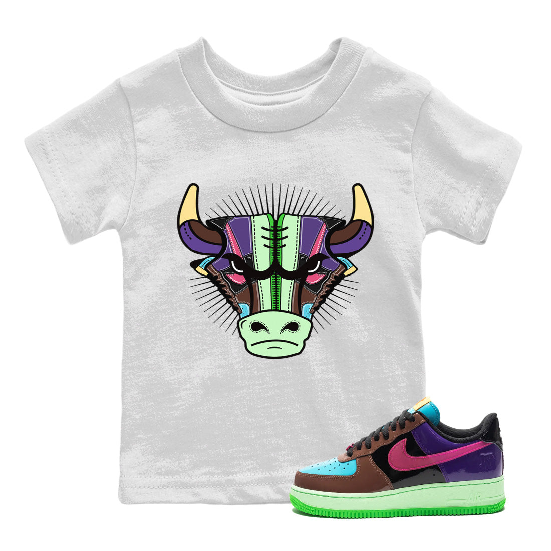 Air Force 1 Undefeated Fauna Brown Sneaker Match Tees Sneaker Bull Head Sneaker Tees Air Force 1 Undefeated Fauna Brown Jordan to match sneaker T-Shirt Kids Shirts