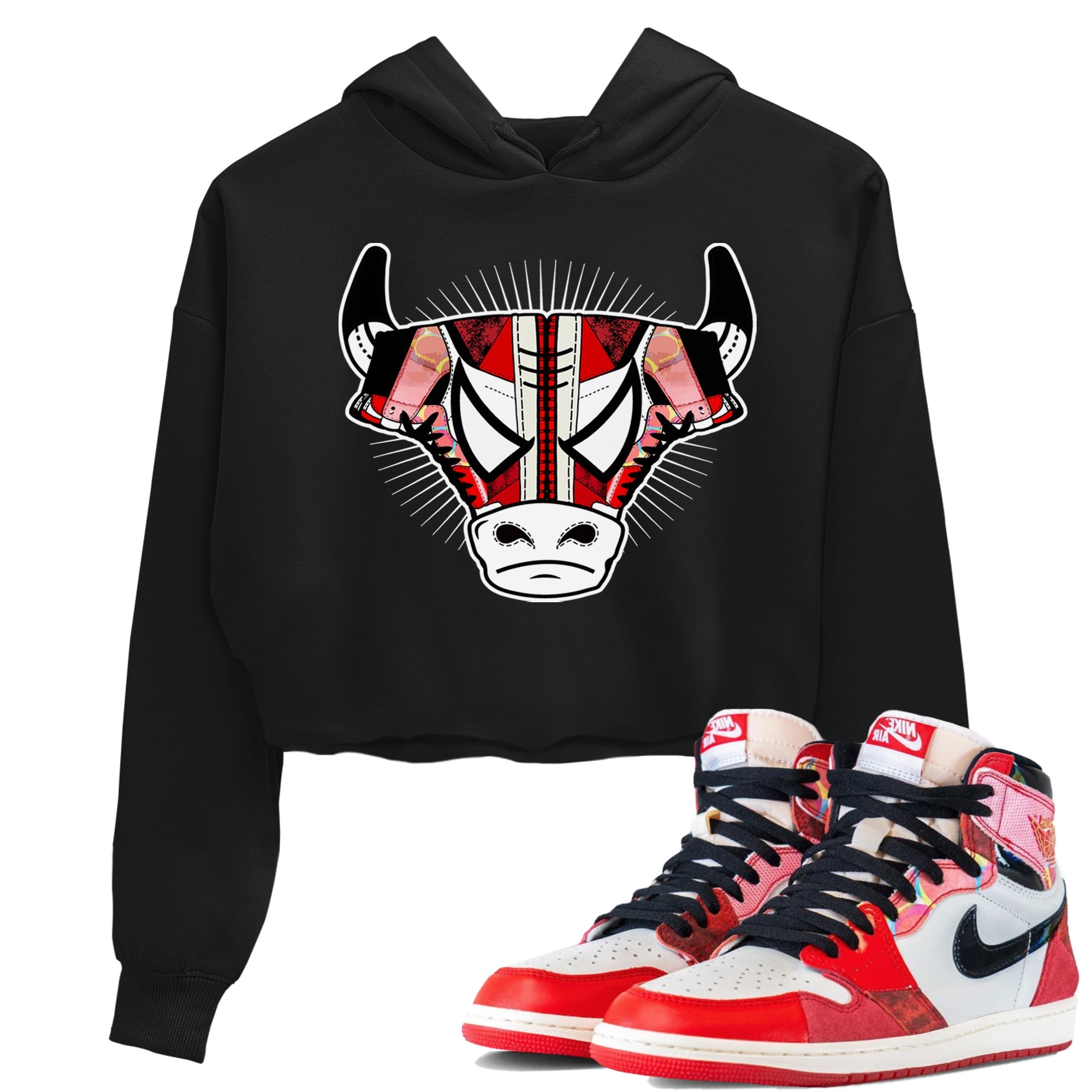 Air Jordan 1 Spider Man Sneaker Match Tees Sneaker Bull Head Sneaker Release Tees AJ1 Spider Man Sneaker Release Tees Women's Shirts Black 1