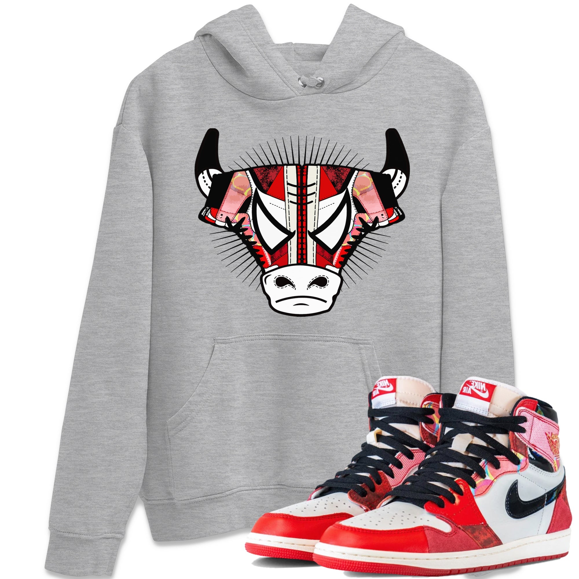 Air Jordan 1 Spider Man Sneaker Match Tees Sneaker Bull Head Sneaker Release Tees AJ1 Spider Man Sneaker Release Tees Unisex Shirts Heather Grey 1