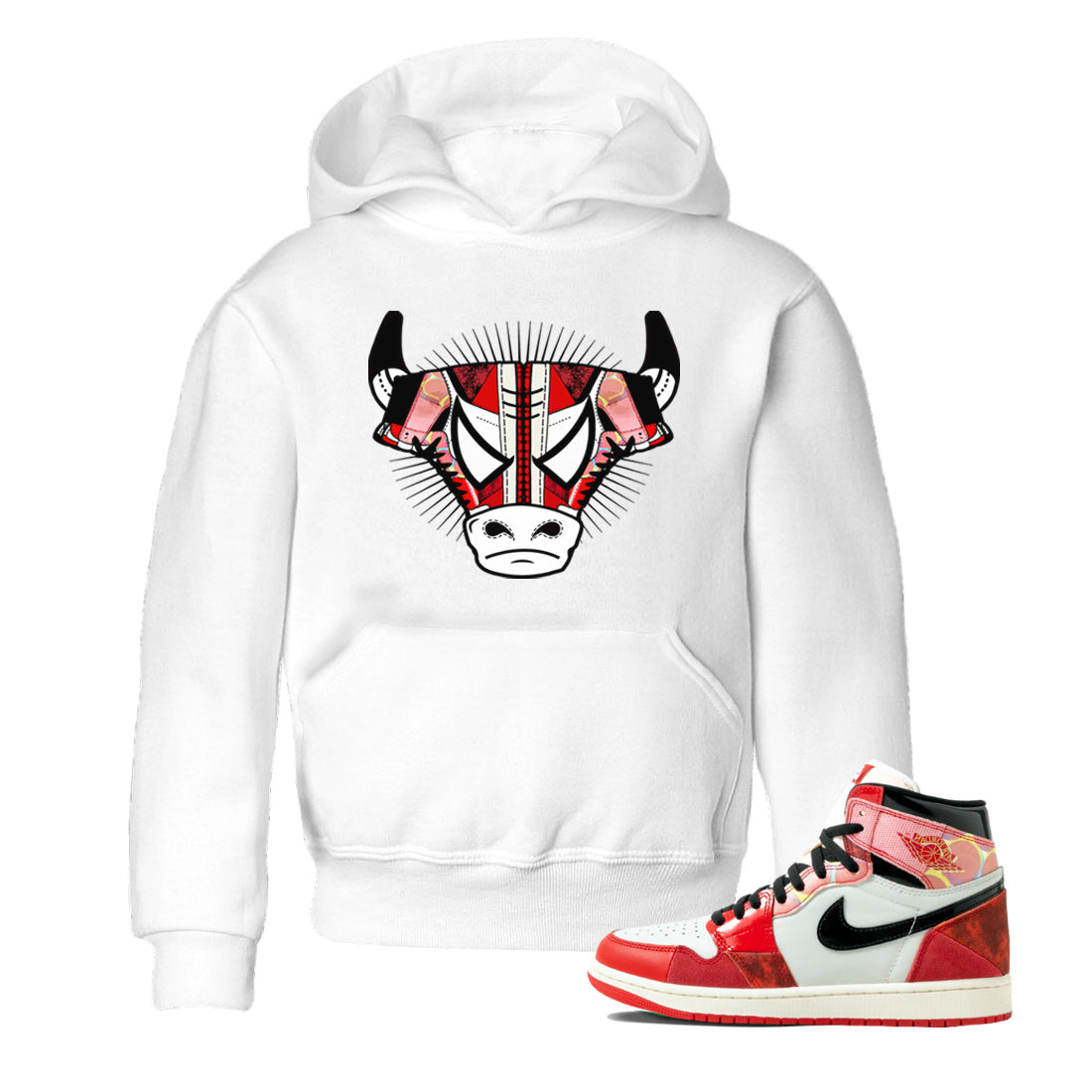 Air Jordan 1 Spider Man Sneaker Match Tees Sneaker Bull Head Sneaker Release Tees AJ1 Spider Man Sneaker Release Tees Kids Shirts White 1