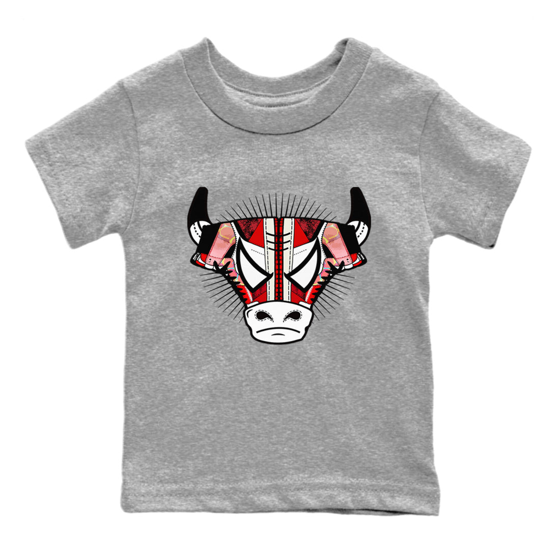 Air Jordan 1 Spider Man Sneaker Match Tees Sneaker Bull Head Sneaker Release Tees AJ1 Spider Man Sneaker Release Tees Kids Shirts Heather Grey 2