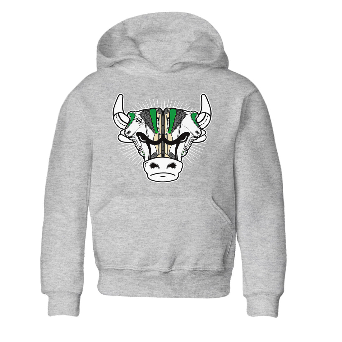 Air Jordan 3 Lucky Green Sneaker Match Tees Sneaker Bull Head Streetwear Sneaker Shirt Jordan 3 Retro Lucky Green Sneaker Release Tees Kids Shirts Heather Grey 2