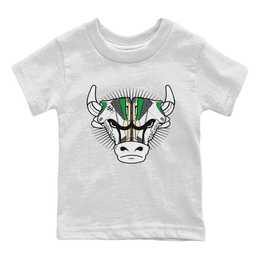 Air Jordan 3 Lucky Green Sneaker Match Tees Sneaker Bull Head Streetwear Sneaker Shirt Jordan 3 Retro Lucky Green Sneaker Release Tees Kids Shirts White 2