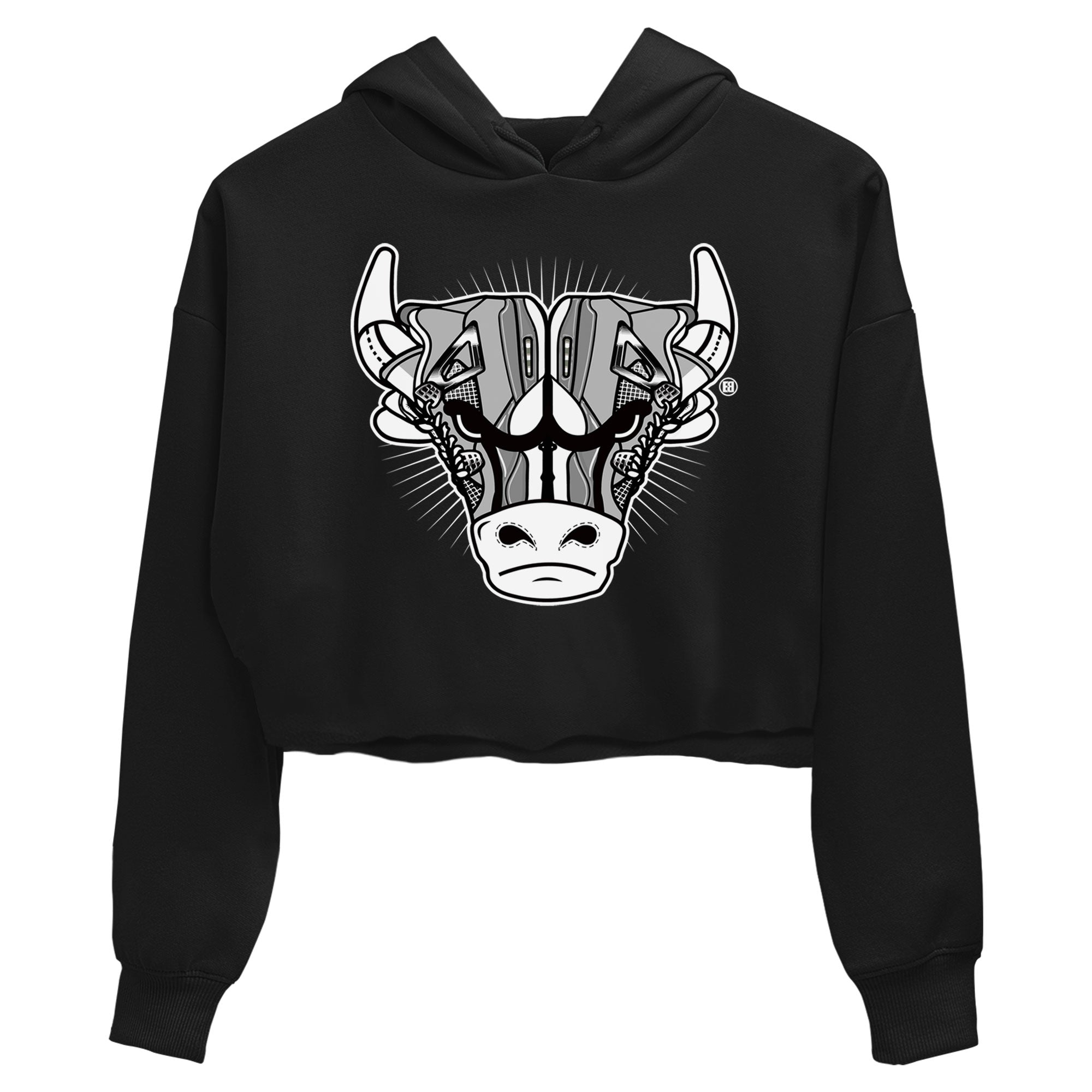 Air Jordan 4 Retro Frozen Moments shirt to match jordans Sneaker Bull Head Streetwear Sneaker Shirt Air Jordan 4 Frozen Moments Drip Gear Zone Sneaker Matching Clothing Black 2 Crop T-Shirt