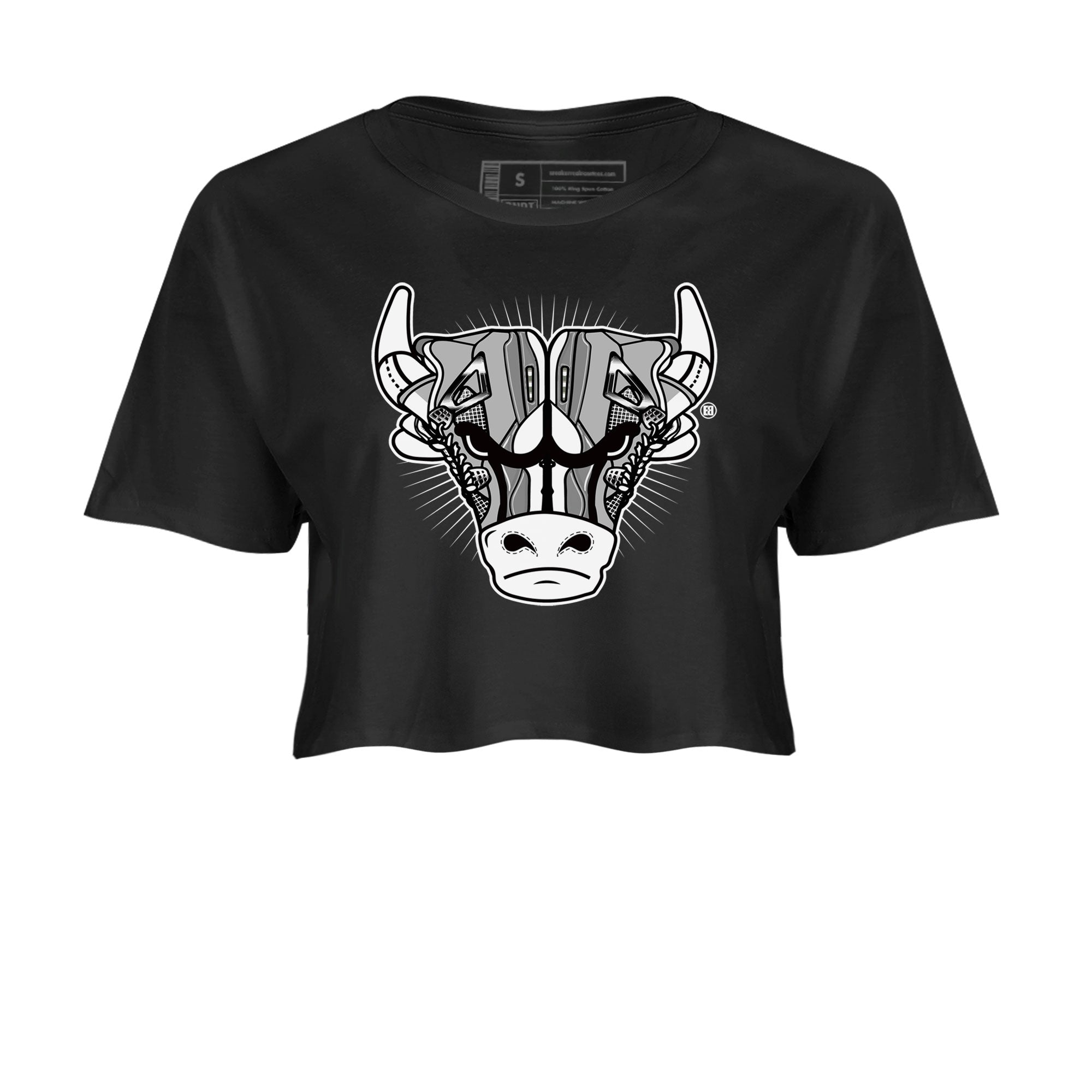 Air Jordan 4 Retro Frozen Moments shirt to match jordans Sneaker Bull Head Streetwear Sneaker Shirt Air Jordan 4 Frozen Moments Drip Gear Zone Sneaker Matching Clothing Black 2 Crop T-Shirt