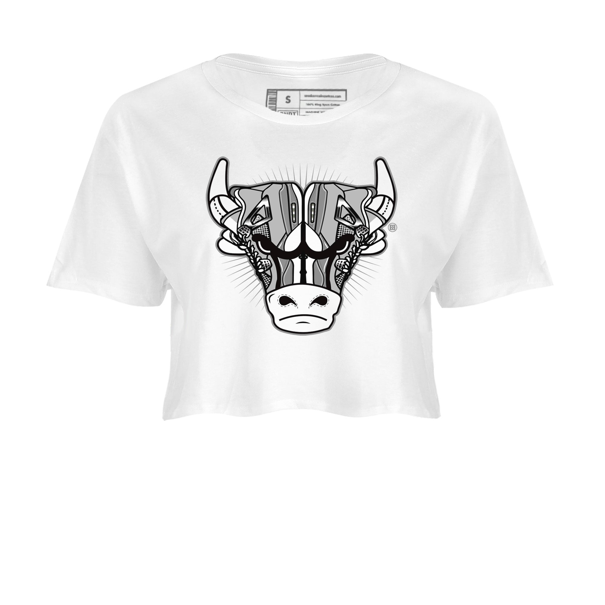 Air Jordan 4 Retro Frozen Moments shirt to match jordans Sneaker Bull Head Streetwear Sneaker Shirt Air Jordan 4 Frozen Moments Drip Gear Zone Sneaker Matching Clothing White 2 Crop T-Shirt