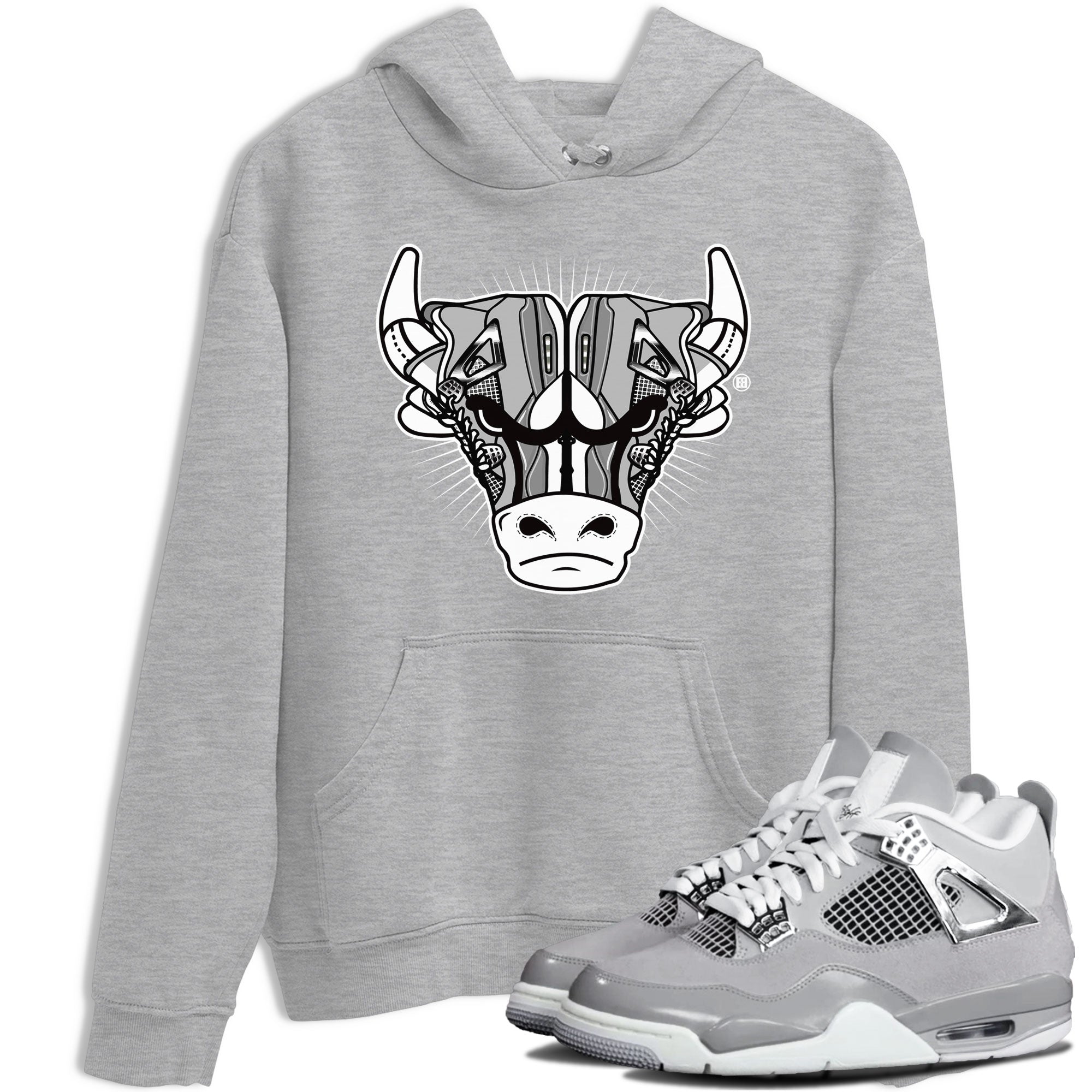 Air Jordan 4 Retro Frozen Moments shirt to match jordans Sneaker Bull Head Streetwear Sneaker Shirt Air Jordan 4 Frozen Moments Drip Gear Zone Sneaker Matching Clothing Unisex Heather Grey 1 T-Shirt