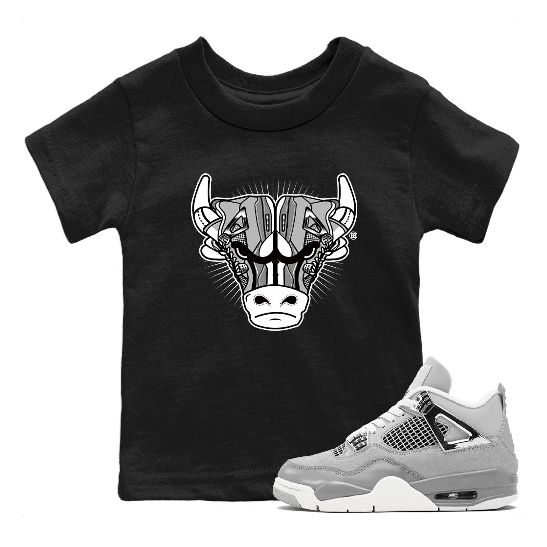 Air Jordan 4 Retro Frozen Moments shirt to match jordans Sneaker Bull Head Streetwear Sneaker Shirt Air Jordan 4 Frozen Moments Drip Gear Zone Sneaker Matching Clothing Baby Toddler Black 1 T-Shirt