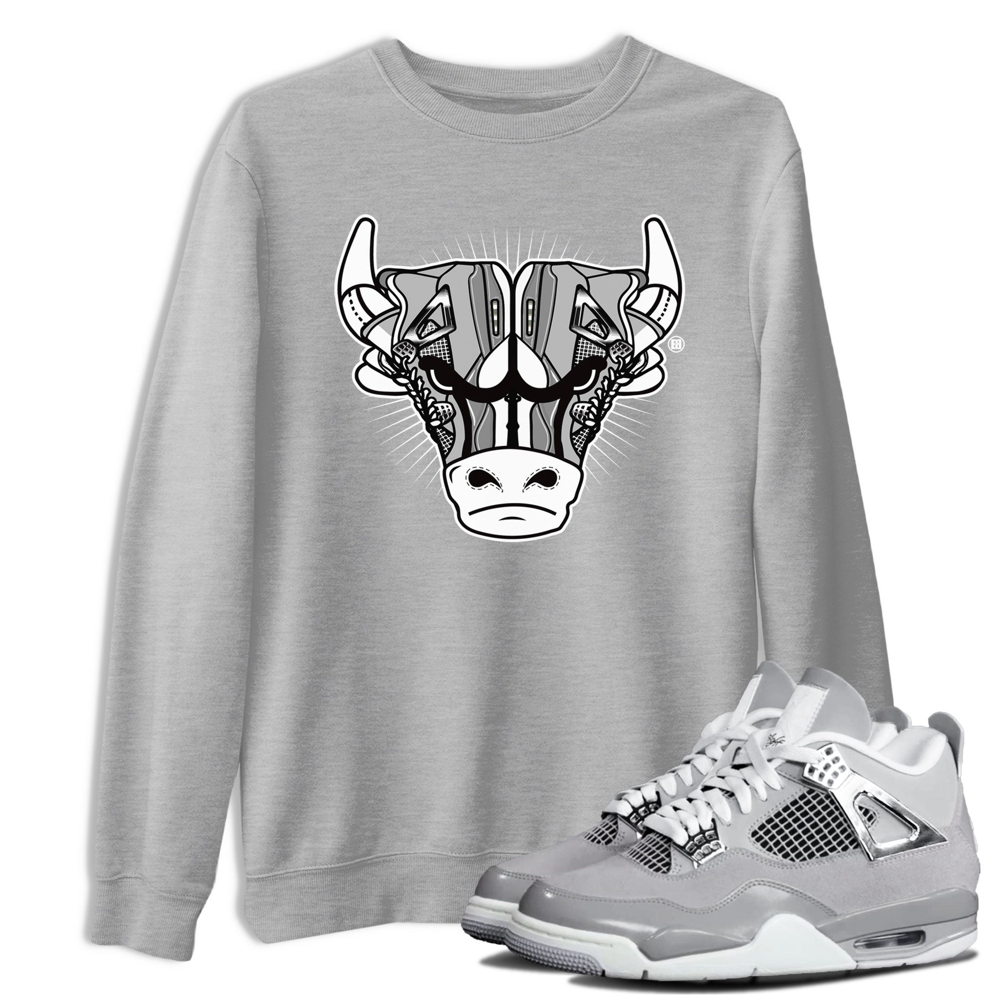 Air Jordan 4 Retro Frozen Moments shirt to match jordans Sneaker Bull Head Streetwear Sneaker Shirt Air Jordan 4 Frozen Moments Drip Gear Zone Sneaker Matching Clothing Unisex Heather Grey 1 T-Shirt