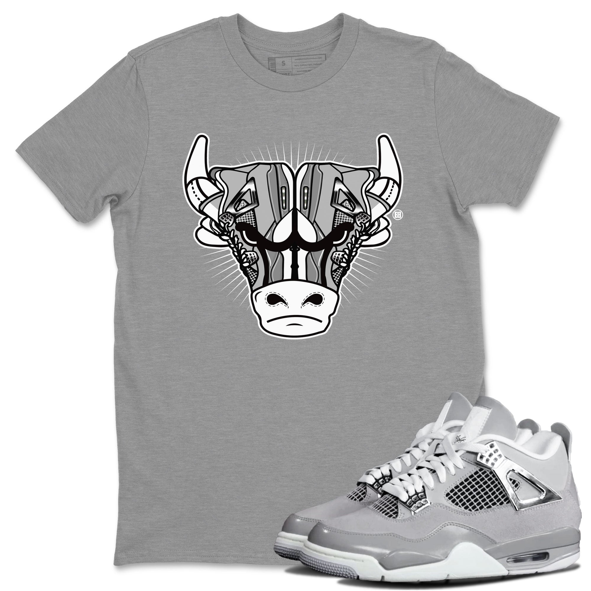 Air Jordan 4 Retro Frozen Moments shirt to match jordans Sneaker Bull Head Streetwear Sneaker Shirt Air Jordan 4 Frozen Moments Drip Gear Zone Sneaker Matching Clothing Unisex Heather Grey 1 T-Shirt
