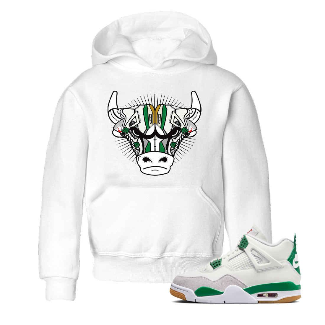 Air Jordan 4 Pine Green Sneaker Match Tees Sneaker Bull Head Streetwear Sneaker Shirt Nike SB Air Jordan 4 Pine Green Sneaker Release Tees Kids Shirts White 1