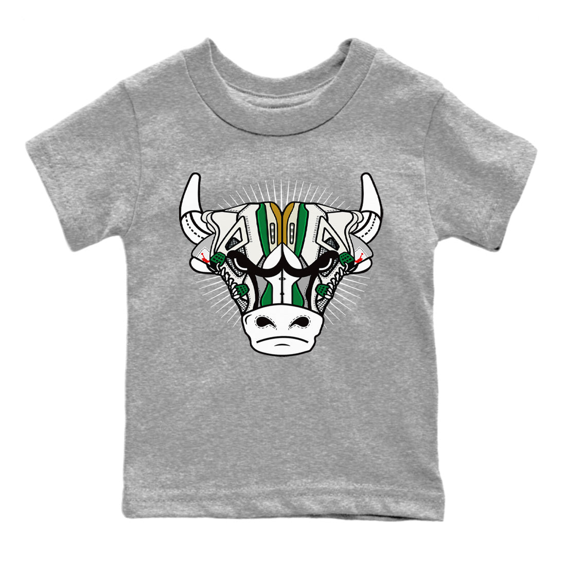 Air Jordan 4 Pine Green Sneaker Match Tees Sneaker Bull Head Streetwear Sneaker Shirt Nike SB Air Jordan 4 Pine Green Sneaker Release Tees Kids Shirts Heather Grey 2