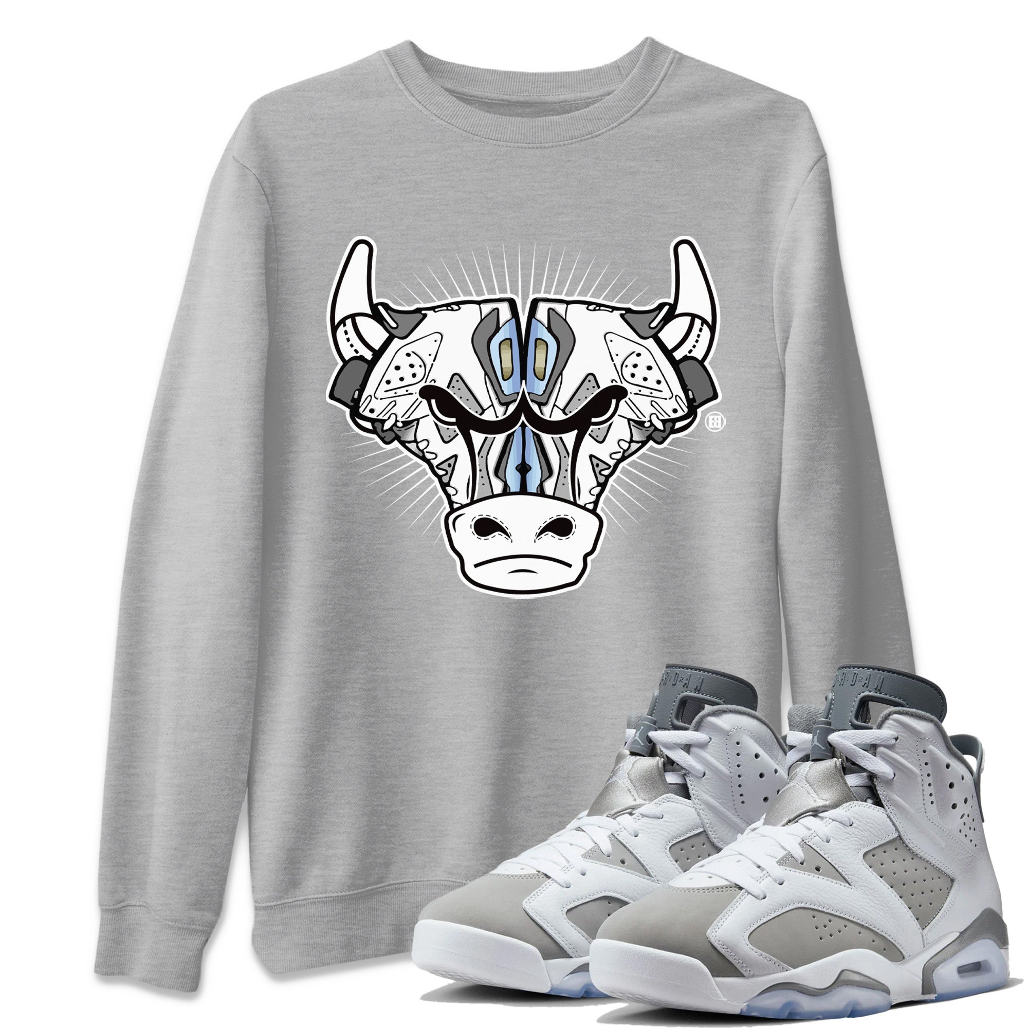 Jordan 6 Cool Grey Shirt To Match Jordans Sneaker Bull Head Sneaker Tees Jordan 6 Cool Grey Drip Gear Zone Sneaker Matching Clothing Unisex Shirts