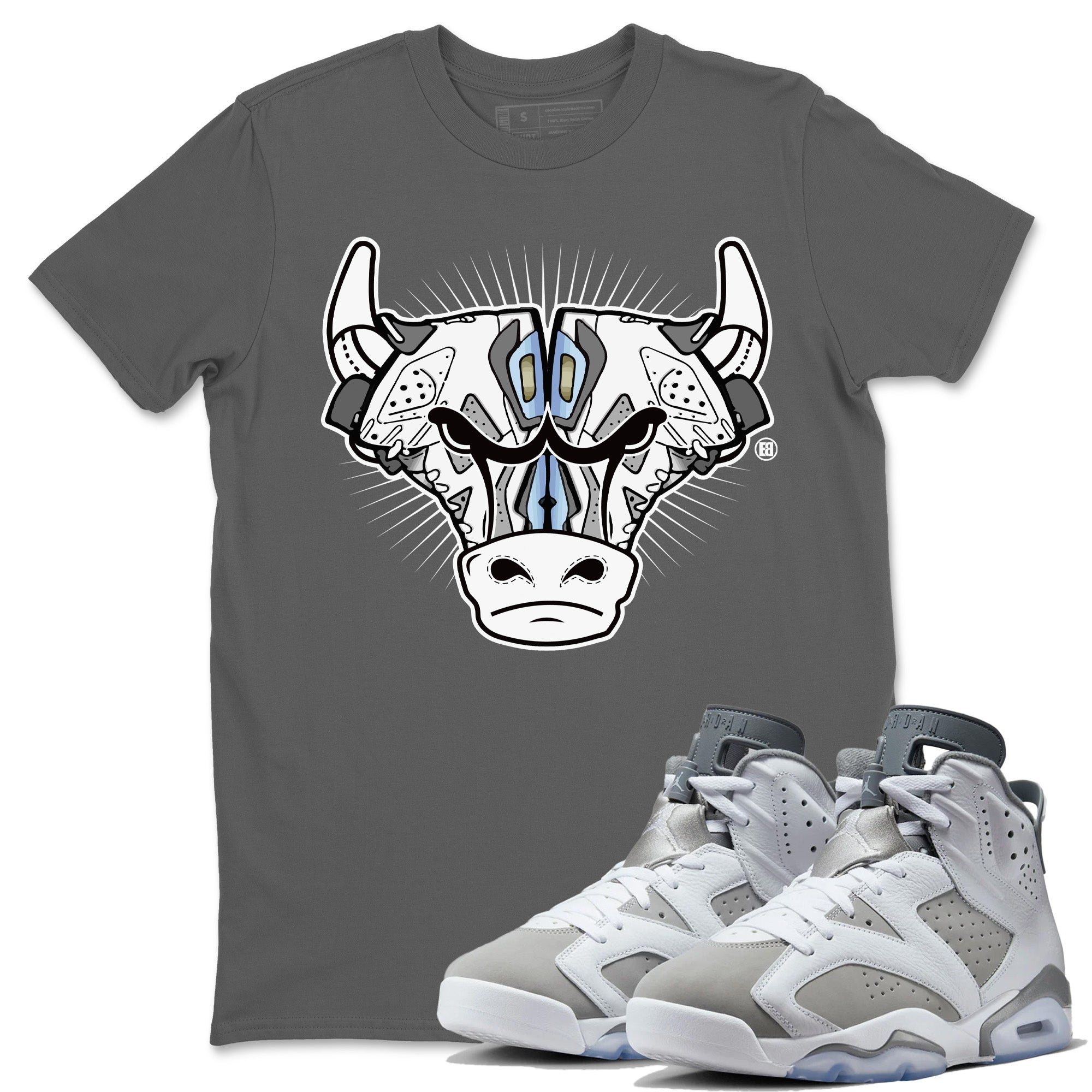 Jordan 6 Cool Grey Shirt To Match Jordans Sneaker Bull Head Sneaker Tees Jordan 6 Cool Grey Drip Gear Zone Sneaker Matching Clothing Unisex Shirts