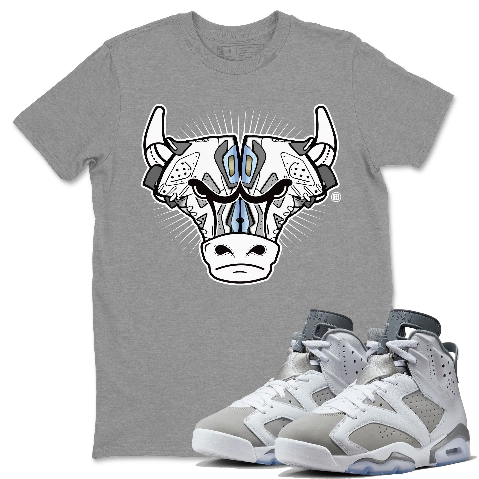 Jordan 6 Cool Grey Shirt To Match Jordans Sneaker Bull Head Sneaker Tees Jordan 6 Cool Grey Drip Gear Zone Sneaker Matching Clothing Unisex Shirts