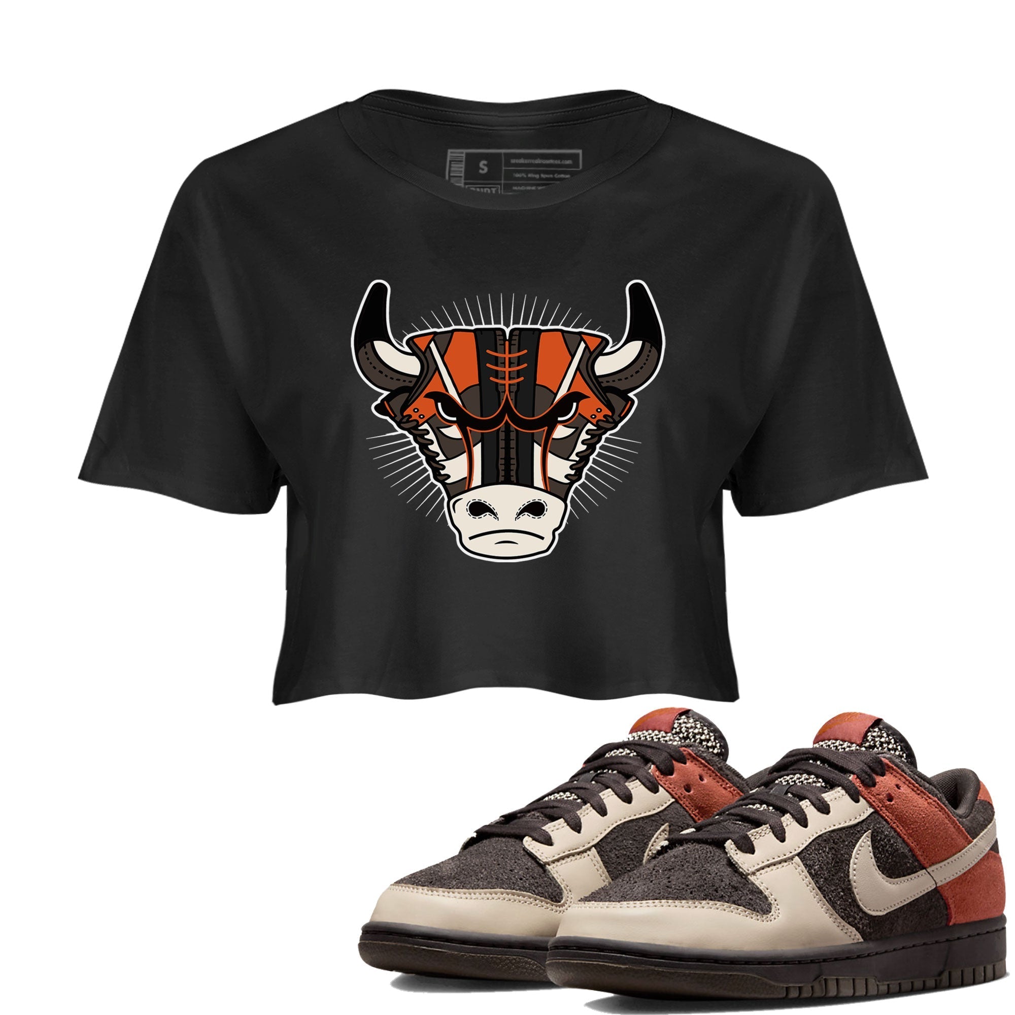 Nike Dunk Low Red Panda shirt to match jordans Sneaker Bull Head sneaker tees Dunk Red Panda Drip Gear Zone Sneaker T-Shirts Black 1 Crop T-Shirt