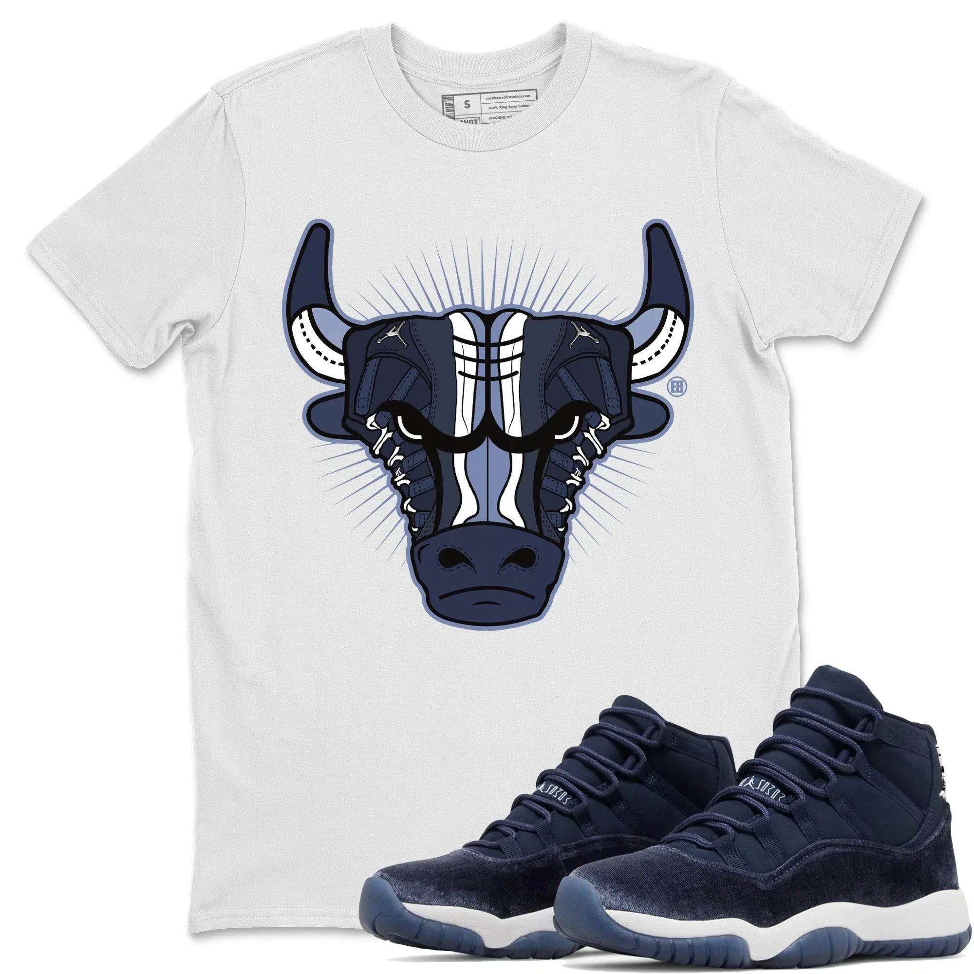Jordan 11 Midnight Navy Shirt To Match Jordans Sneaker Bull Head Sneaker Tees Jordan 11 Midnight Navy Drip Gear Zone Sneaker Matching Clothing Unisex Shirts